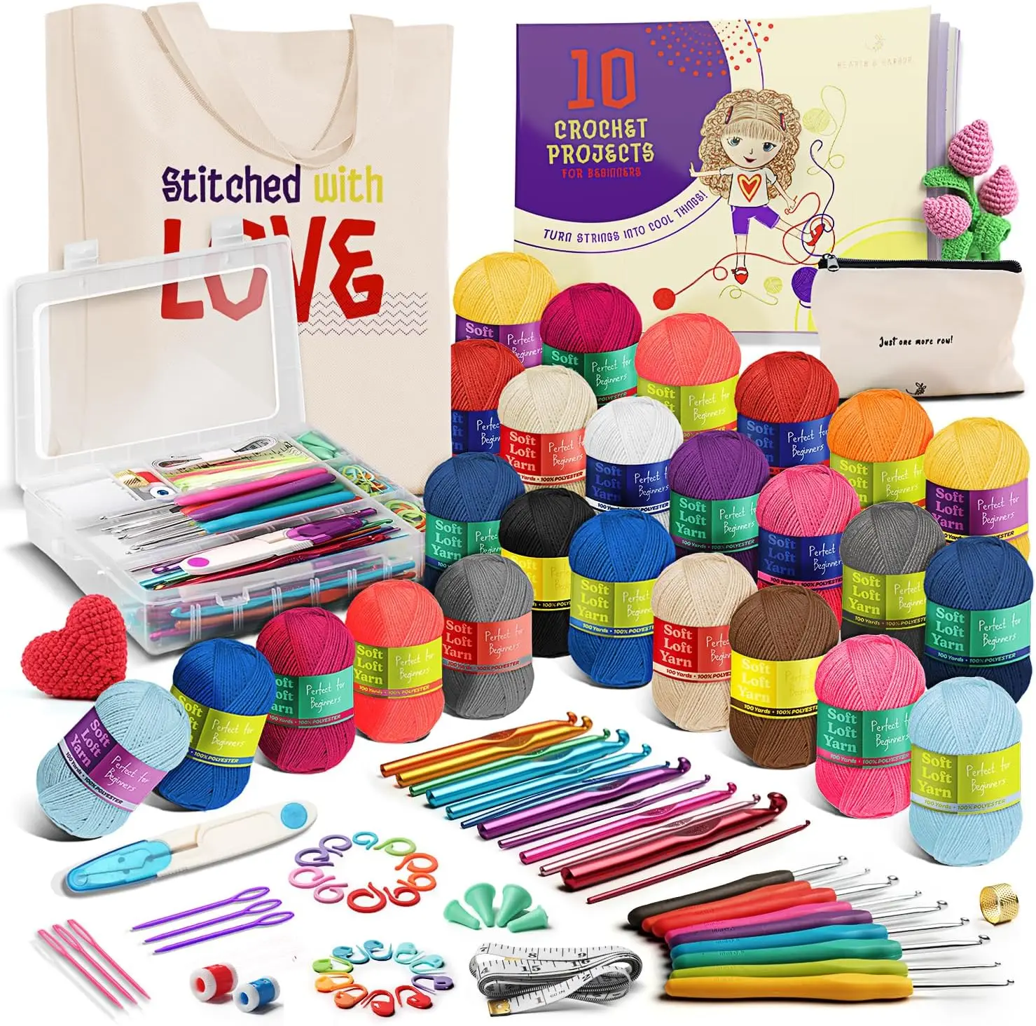 Learn to Crochet Kit for Beginners Adults with Step-by-Step Guide and 25 Colors Yarn Set
Learn to Crochet Kit for Beginners Adults with Step-by-Step Guide and 25 Colors Yarn Set