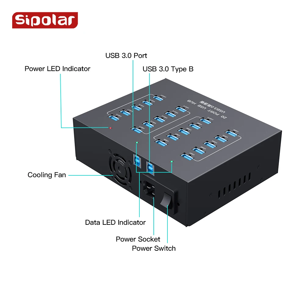 Sipolar A-213P 20 PORTS USB 3.0 HUB USB charger with Power supply for mobile phone refurbish charging and recycle
Sipolar A-213P 20 PORTS USB 3.0 HUB USB charger with Power supply for mobile phone refurbish charging and recycle