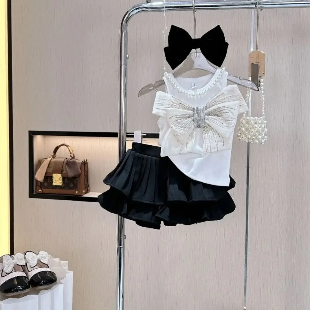 Girl Kids Birthday Princess Suits Children Clothes New Baby Girls Summer Clothing Set Big Bow Vest Shirts+pleated Skirts elegant
Girl Kids Birthday Princess Suits Children Clothes New Baby Girls Summer Clothing Set Big Bow Vest Shirts+pleated Skirts elegant