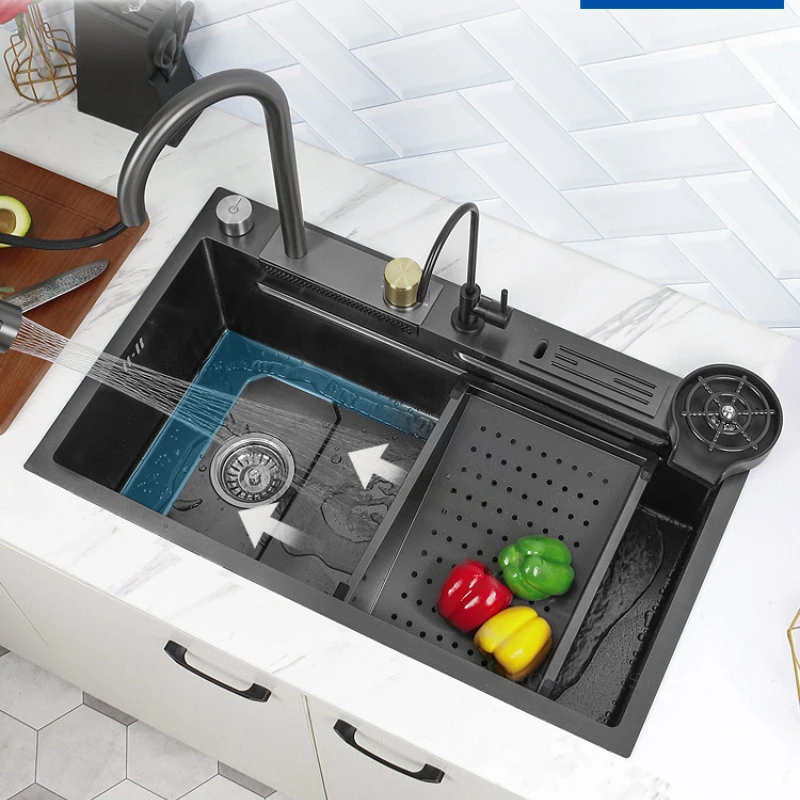 Nano Rainwater Waterfall Kitchen Sinks 304 Stainless Steel Large Single-slot Washbasin Kitchen Cup Washer Home Left Side Water M
Nano Rainwater Waterfall Kitchen Sinks 304 Stainless Steel Large Single-slot Washbasin Kitchen Cup Washer Home Left Side Water M