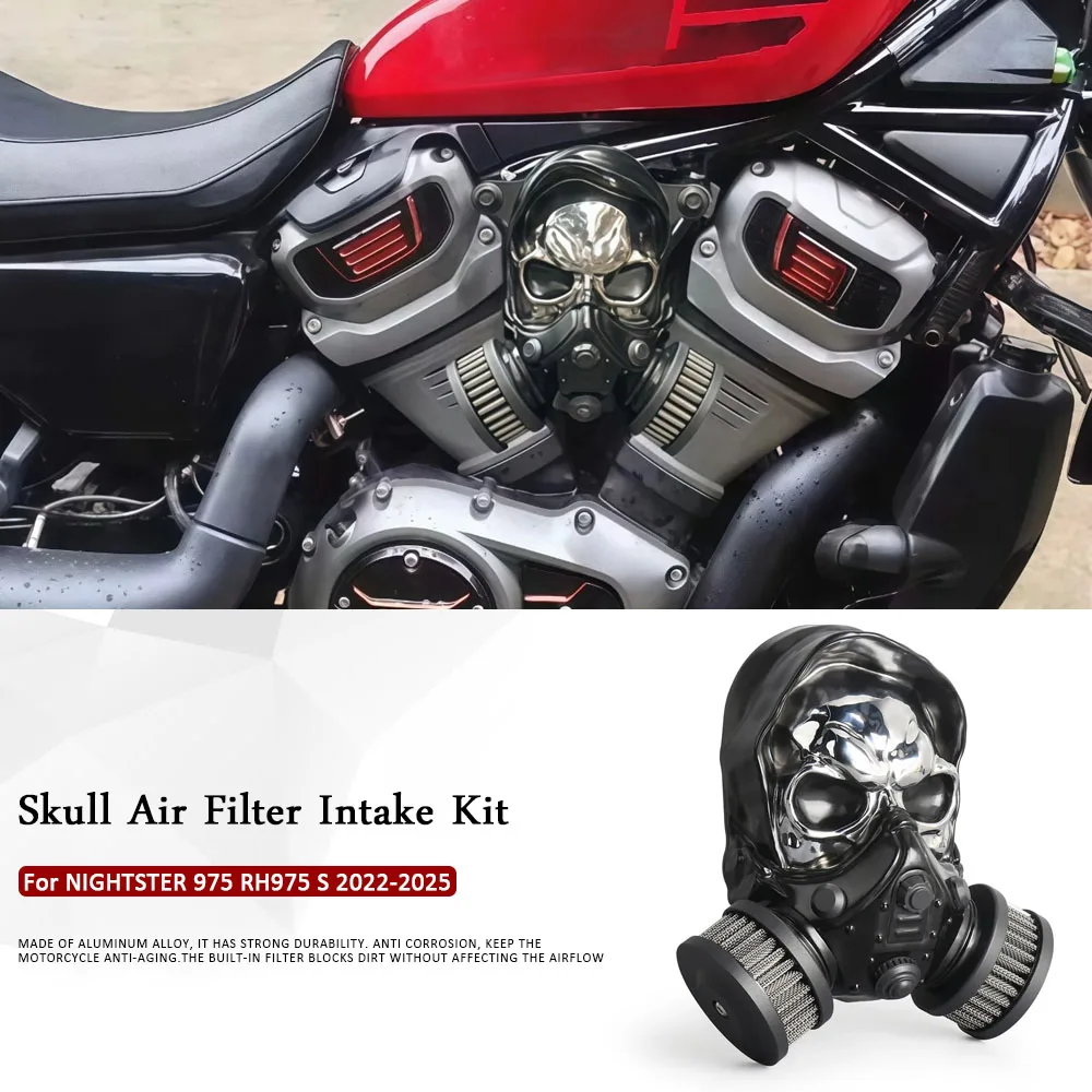 For Nightster 975 RH975 S 2022-2025 Aluminum-Magnesium Alloy Skeleton Filter Intake Filter Skull High-Flow Air Cleaner Kit
For Nightster 975 RH975 S 2022-2025 Aluminum-Magnesium Alloy Skeleton Filter Intake Filter Skull High-Flow Air Cleaner Kit