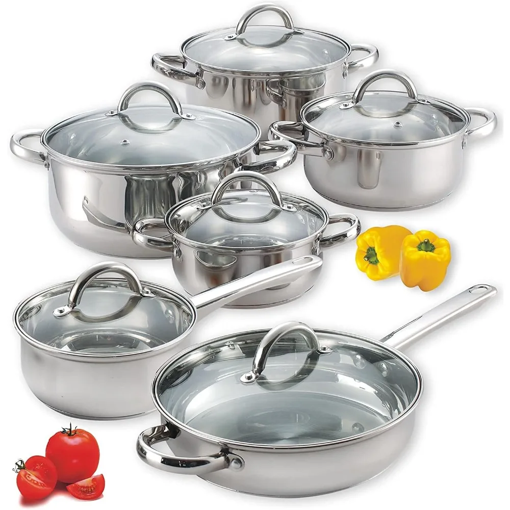 Home Kitchen Cookware Sets, 12-Piece Basic Stainless Steel Pots and Pans, Silver
Home Kitchen Cookware Sets, 12-Piece Basic Stainless Steel Pots and Pans, Silver