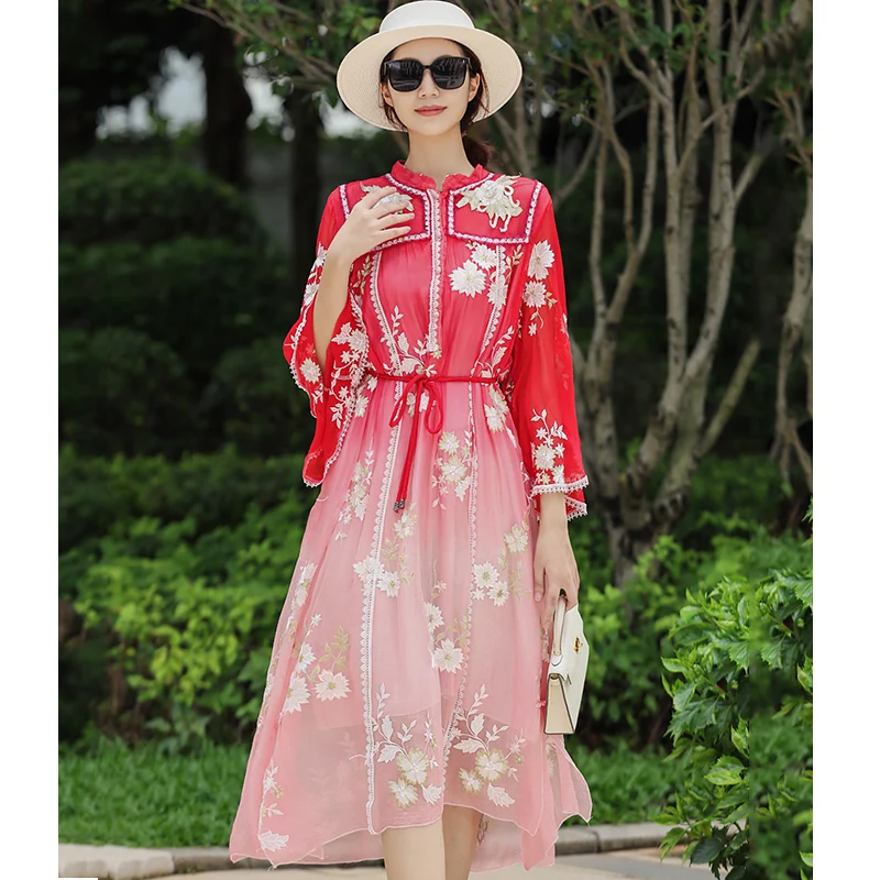 Женское модное платье средней длины, шелковое платье средней длины с вышивкой в пляжном стиле, весна
Женское модное платье средней длины, шелковое платье средней длины с вышивкой в пляжном стиле, весна