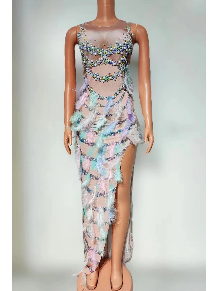 High Quality Rhinestone Feather Sexy Slit Elastic Hip Hugging Dress 2025 New Fashionable Custom Women'S Clothing
High Quality Rhinestone Feather Sexy Slit Elastic Hip Hugging Dress 2025 New Fashionable Custom Women'S Clothing