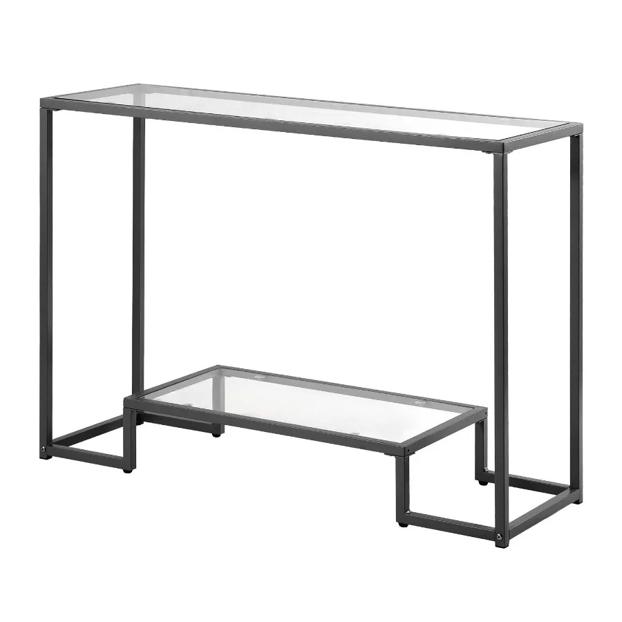 2Tier Glass Console Table Modern Rectangle Sofa Side Table with Tempered Glass Top and Iron Legs Golden Consloe Desk with Anti
2Tier Glass Console Table Modern Rectangle Sofa Side Table with Tempered Glass Top and Iron Legs Golden Consloe Desk with Anti