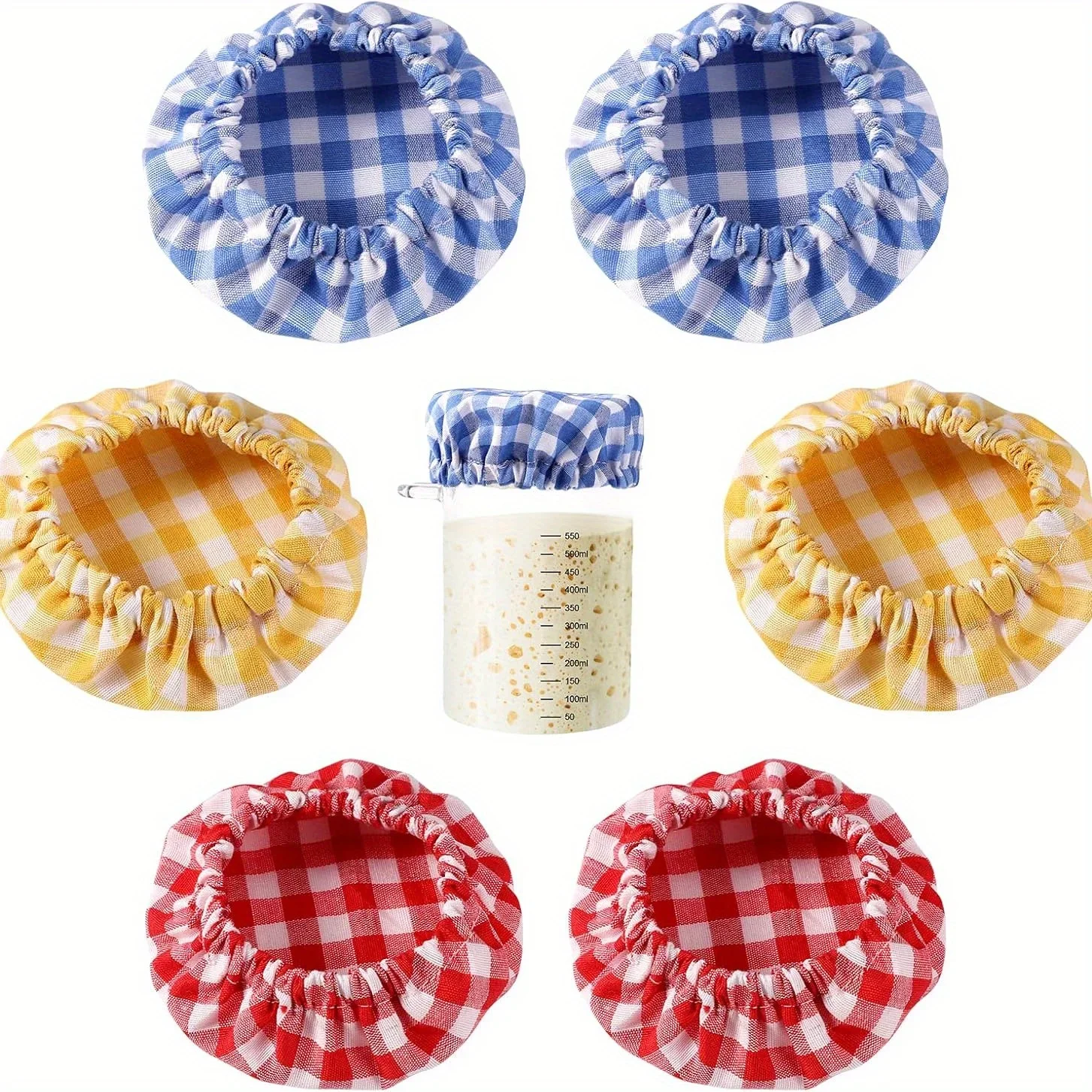 Jar Cloth Cover, Plaid Fabric Canning Lid, Unbleached Elastic Bowl Cover for 3-4in Mason Jar, Reusable Baking Supply
Jar Cloth Cover, Plaid Fabric Canning Lid, Unbleached Elastic Bowl Cover for 3-4in Mason Jar, Reusable Baking Supply