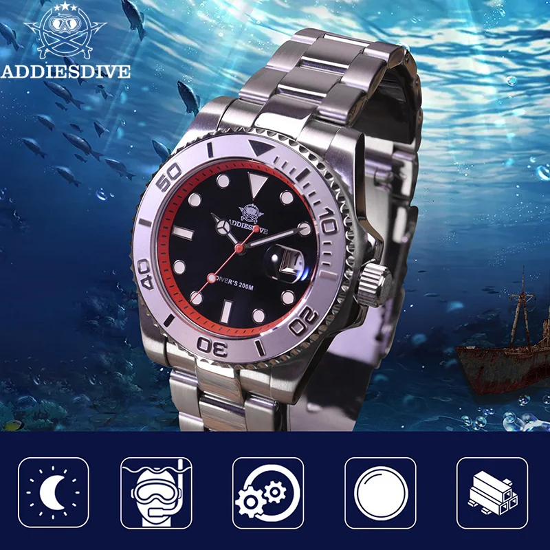 ADDIESDIVE 41mm Men's Diver Quartz Watch Waterproof 200m Super Luminous Wristwatch AD2040 Ceramic Bezel Stainless Steel Watches
ADDIESDIVE 41mm Men's Diver Quartz Watch Waterproof 200m Super Luminous Wristwatch AD2040 Ceramic Bezel Stainless Steel Watches