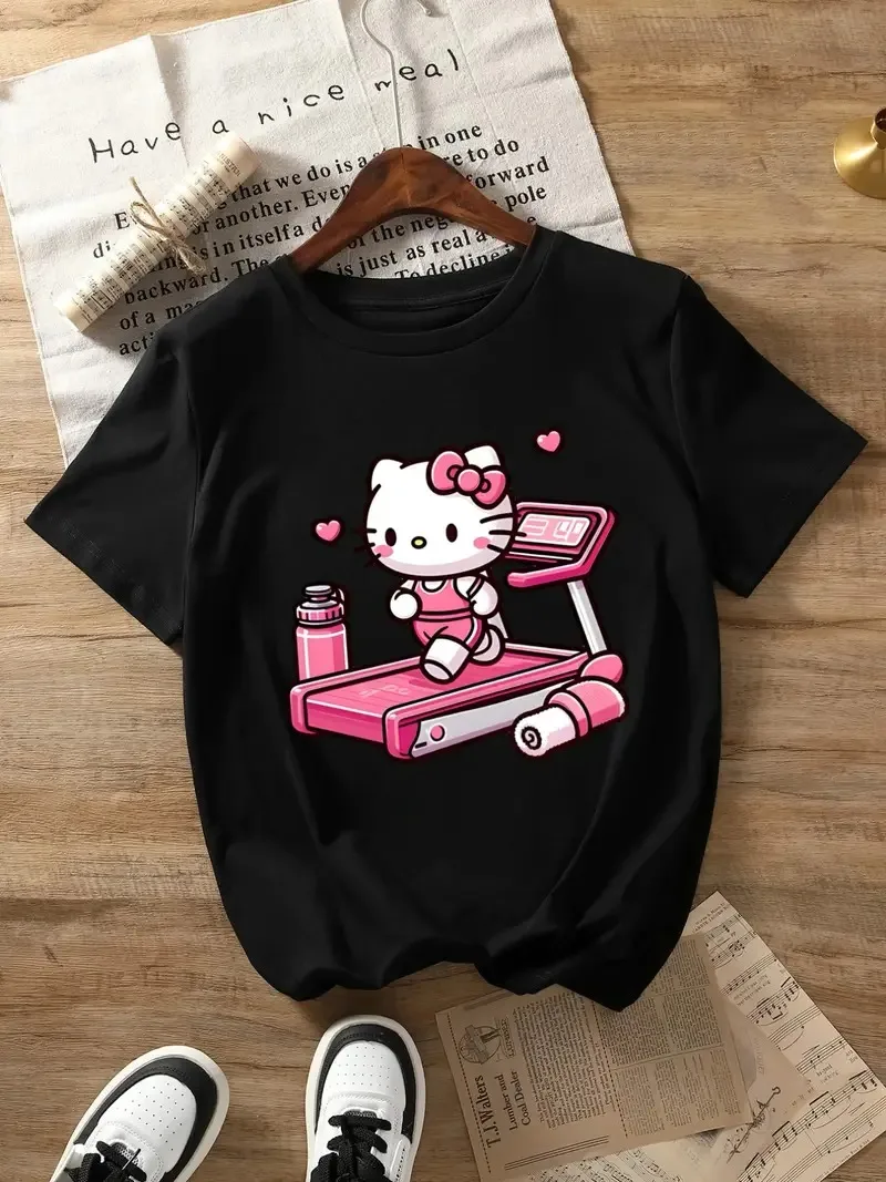 Хлопковая футболка Sanrio Hello Kitty с принтом «Очаровательный фитнес-котенок», мягкий чистый хлопок для повседневной одежды, Новое поступление, футболка S-4XL
Хлопковая футболка Sanrio Hello Kitty с принтом «Очаровательный фитнес-котенок», мягкий чистый хлопок для повседневной одежды, Новое поступление, футболка S-4XL
