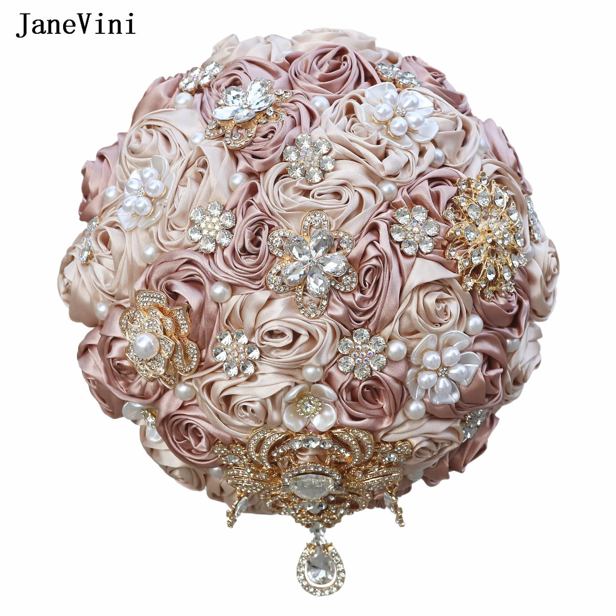 Janevini Nude Pink Bridal Bouquets Artificial Satin Roses Gold Crystals Pearls Brooch Bride Holding Flowers Wedding Quinceanera
Janevini Nude Pink Bridal Bouquets Artificial Satin Roses Gold Crystals Pearls Brooch Bride Holding Flowers Wedding Quinceanera