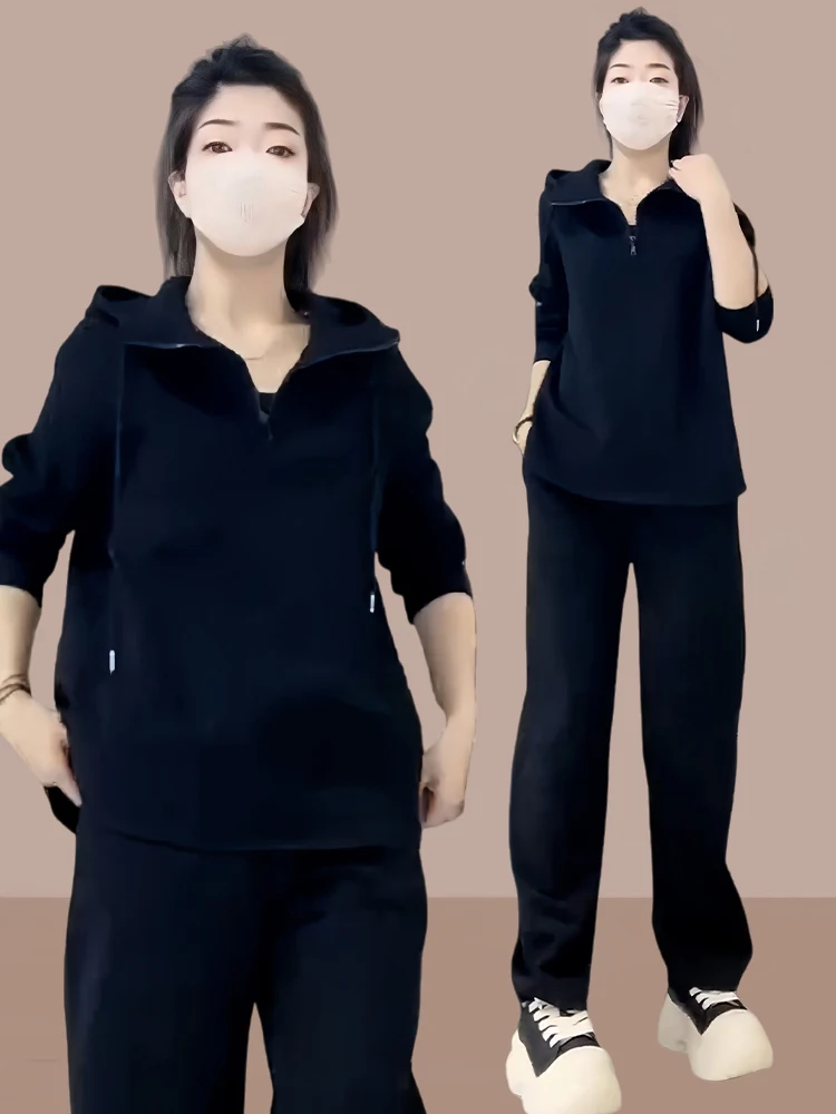 Повседневный комплект спортивной одежды, женский осенне-зимний новый антивозрастной толстовка с капюшоном, широкие брюки, комплект из двух предметов, длинная застежка-молния све
Повседневный комплект спортивной одежды, женский осенне-зимний новый антивозрастной толстовка с капюшоном, широкие брюки, комплект из двух предметов, длинная застежка-молния све