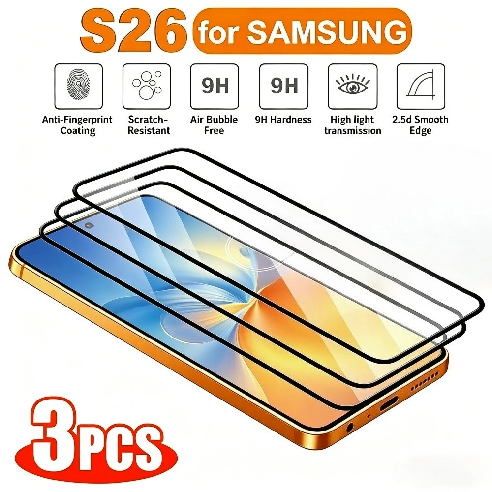 3Pcs Full Cover Tempered Glass for Samsung Galaxy S26 S25 S24 Ultra S23 S22 S21 Plus S25 S24 FE Anti-Scratch Screen Protector
3Pcs Full Cover Tempered Glass for Samsung Galaxy S26 S25 S24 Ultra S23 S22 S21 Plus S25 S24 FE Anti-Scratch Screen Protector