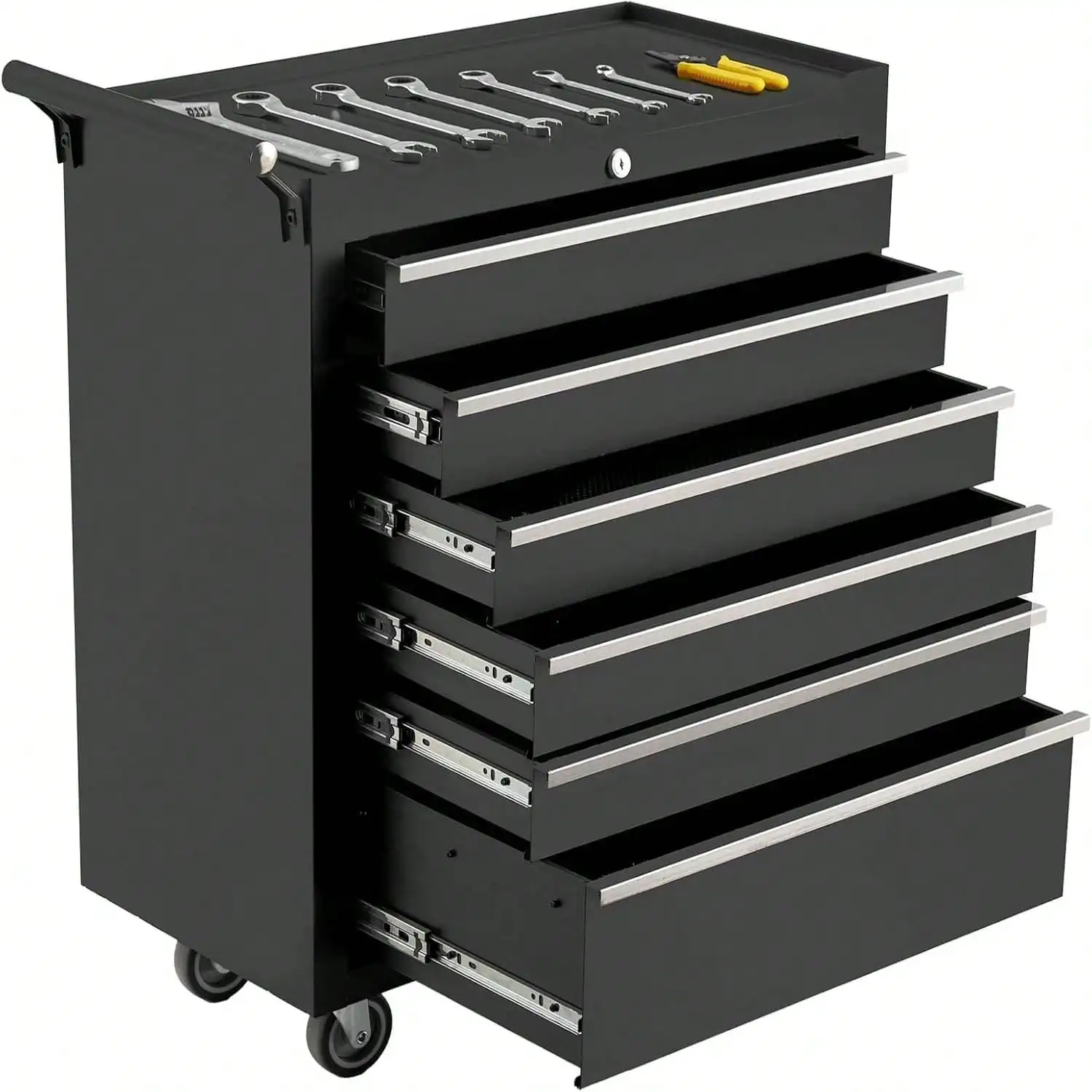 Tool Box, 6-Drawer Rolling Tool Chest Locking System, Lockable Wheels & Sliding Drawers, 24 Inch Heavy-Duty Tool Storage Cabinet For Garage Workshop Warehouse Repair Shop Rolling Tool Chest, 6 Drawers Tool Storage Cabinet, Toolbox With Wheels, Portable To
Tool Box, 6-Drawer Rolling Tool Chest Locking System, Lockable Wheels & Sliding Drawers, 24 Inch Heavy-Duty Tool Storage Cabinet For Garage Workshop Warehouse Repair Shop Rolling Tool Chest, 6 Drawers Tool Storage Cabinet, Toolbox With Wheels, Portable To