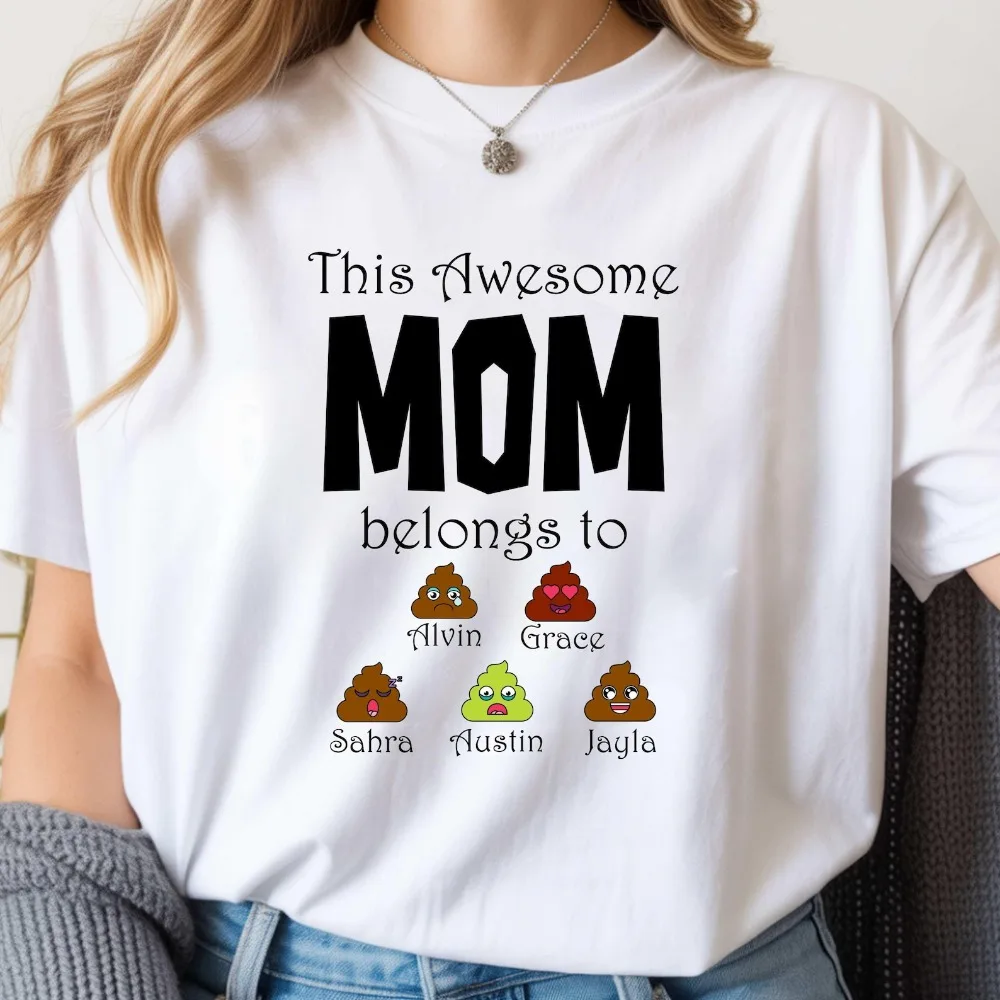 New Mom Humor Shirt Custom This Awesome Mom Belongs To Poop Kids Names T-Shirt Funny Personalized Mother's Day Tee for Mom
New Mom Humor Shirt Custom This Awesome Mom Belongs To Poop Kids Names T-Shirt Funny Personalized Mother's Day Tee for Mom