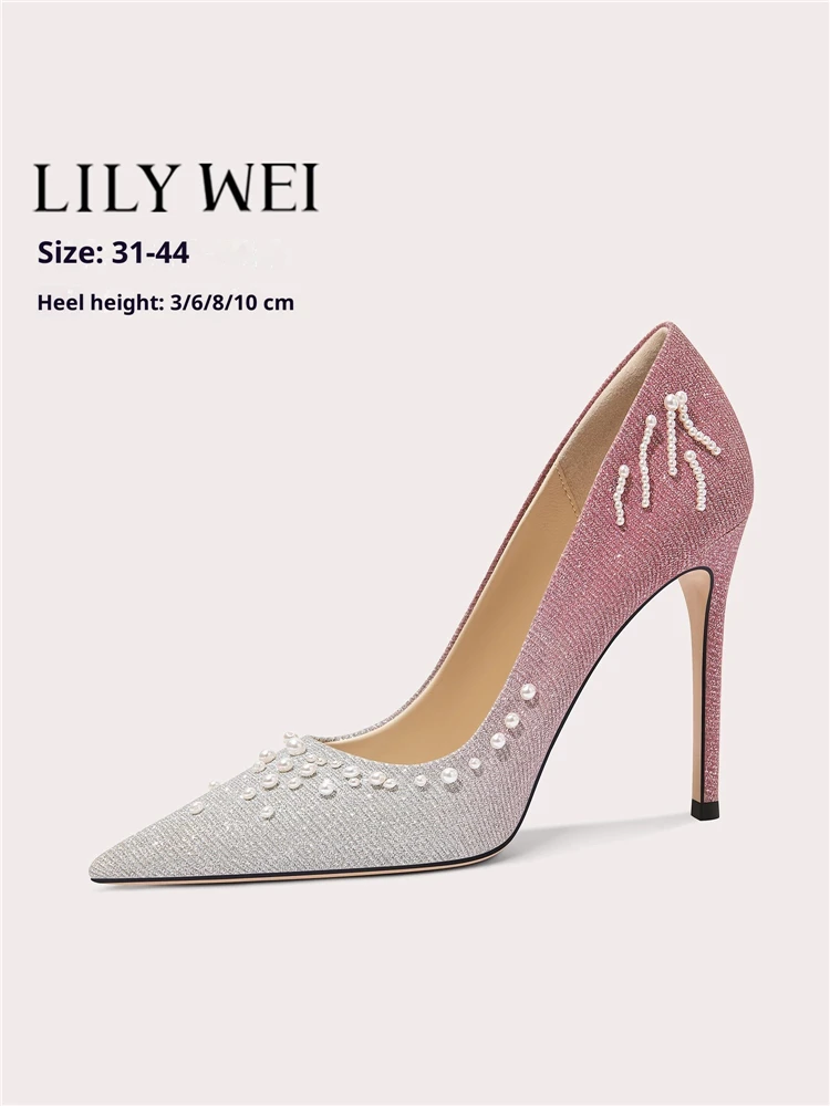 High-heeled shoes spring new pointed toe shallow sequin color block pearl single shoes banquet large size small size women shoes
High-heeled shoes spring new pointed toe shallow sequin color block pearl single shoes banquet large size small size women shoes