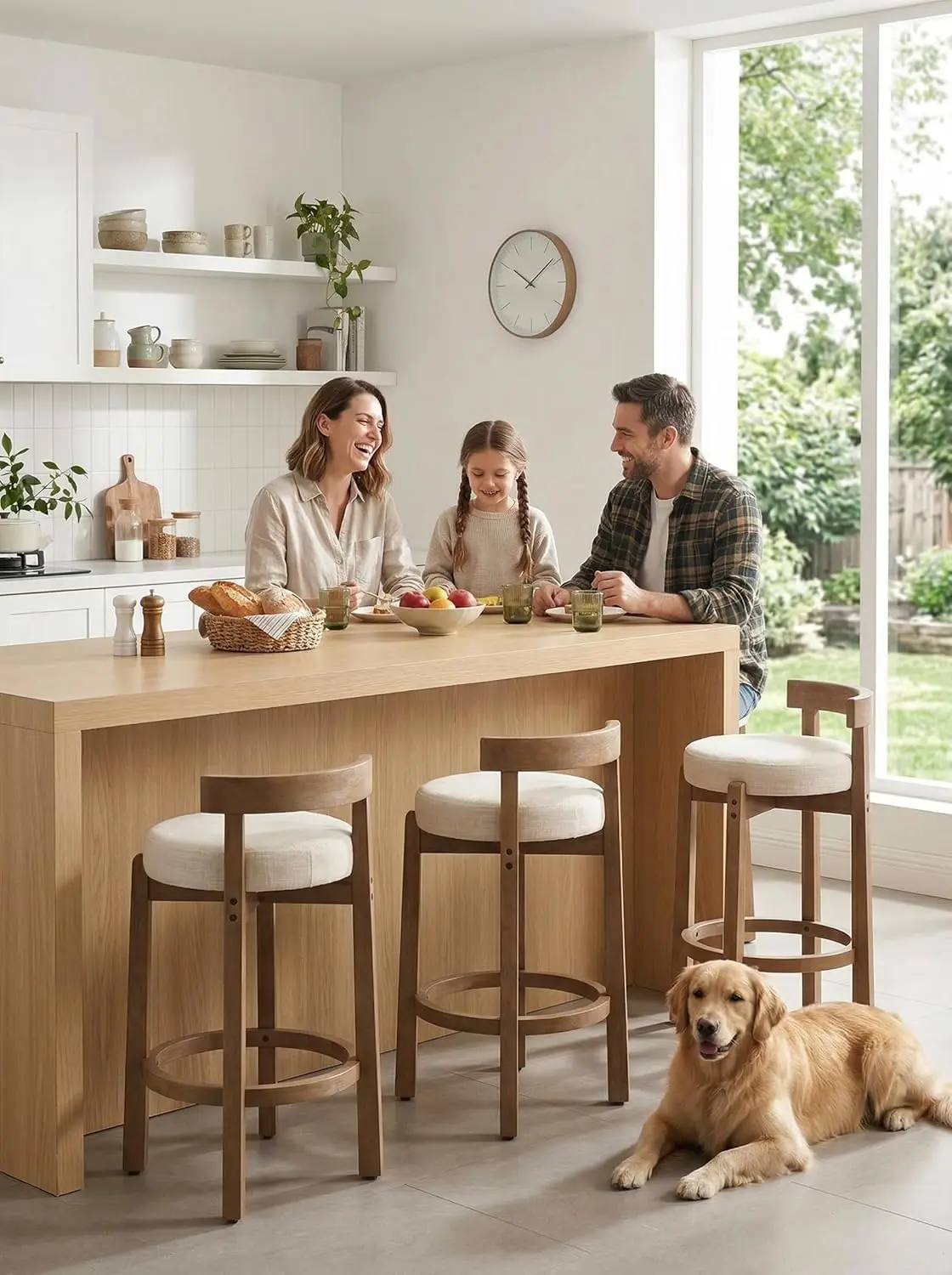 Linen Upholstered Counter Stools 26.5in Wood Leg Low Back Footrest Kitchen Dining Cafe Beige Set 3, Customized
Linen Upholstered Counter Stools 26.5in Wood Leg Low Back Footrest Kitchen Dining Cafe Beige Set 3, Customized