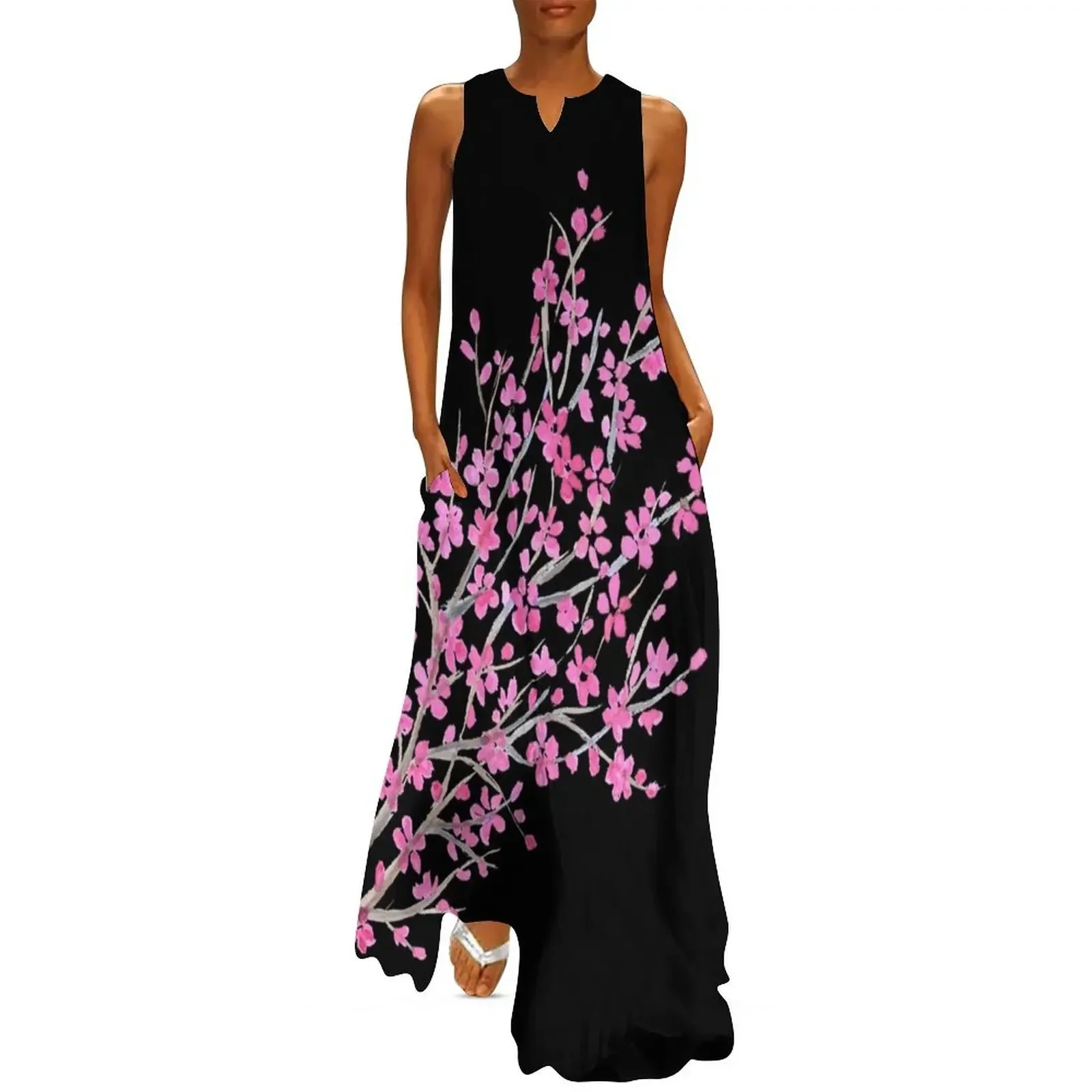 Sakura watercolor on black background Long Dress long dress women women dress Beachwear
Sakura watercolor on black background Long Dress long dress women women dress Beachwear