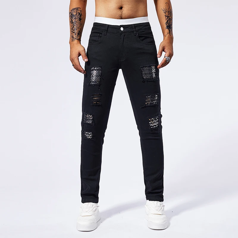 Summer new hot drill hole jeans men's models trend American high street casual hundred elastic Slim small foot casual long pants
Summer new hot drill hole jeans men's models trend American high street casual hundred elastic Slim small foot casual long pants
