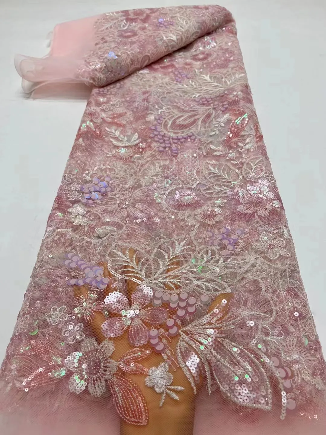 Pink Fashion High Quality French Elegant Mesh Embroidery Mixed Color Sequins Lace Fabric African Lace Fabric For Wedding Dress
Pink Fashion High Quality French Elegant Mesh Embroidery Mixed Color Sequins Lace Fabric African Lace Fabric For Wedding Dress