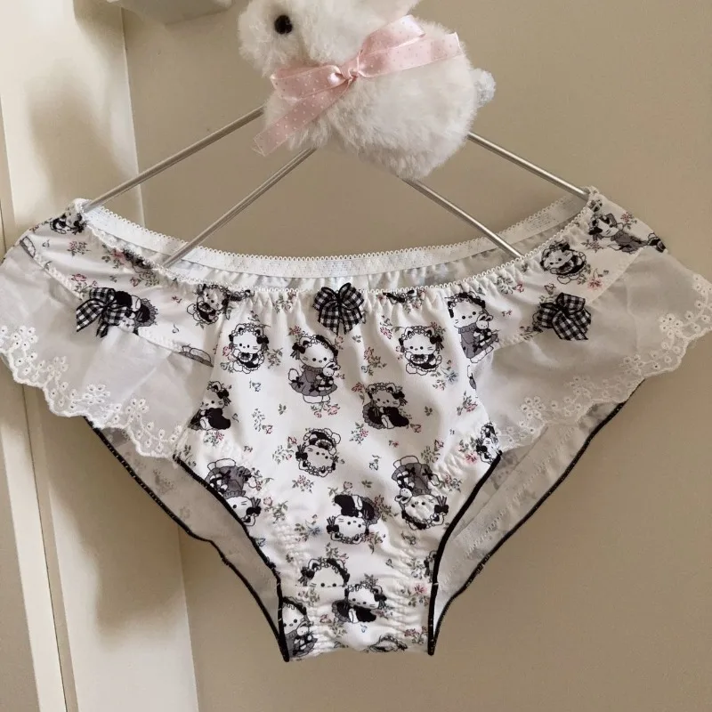Трусики Hello Kitty Sweet Girl для женщин, из молочного шелка, дышащие, с принтом котенка, кружевом и бантом, японские трусики Y2K, женское нижнее белье
Трусики Hello Kitty Sweet Girl для женщин, из молочного шелка, дышащие, с принтом котенка, кружевом и бантом, японские трусики Y2K, женское нижнее белье