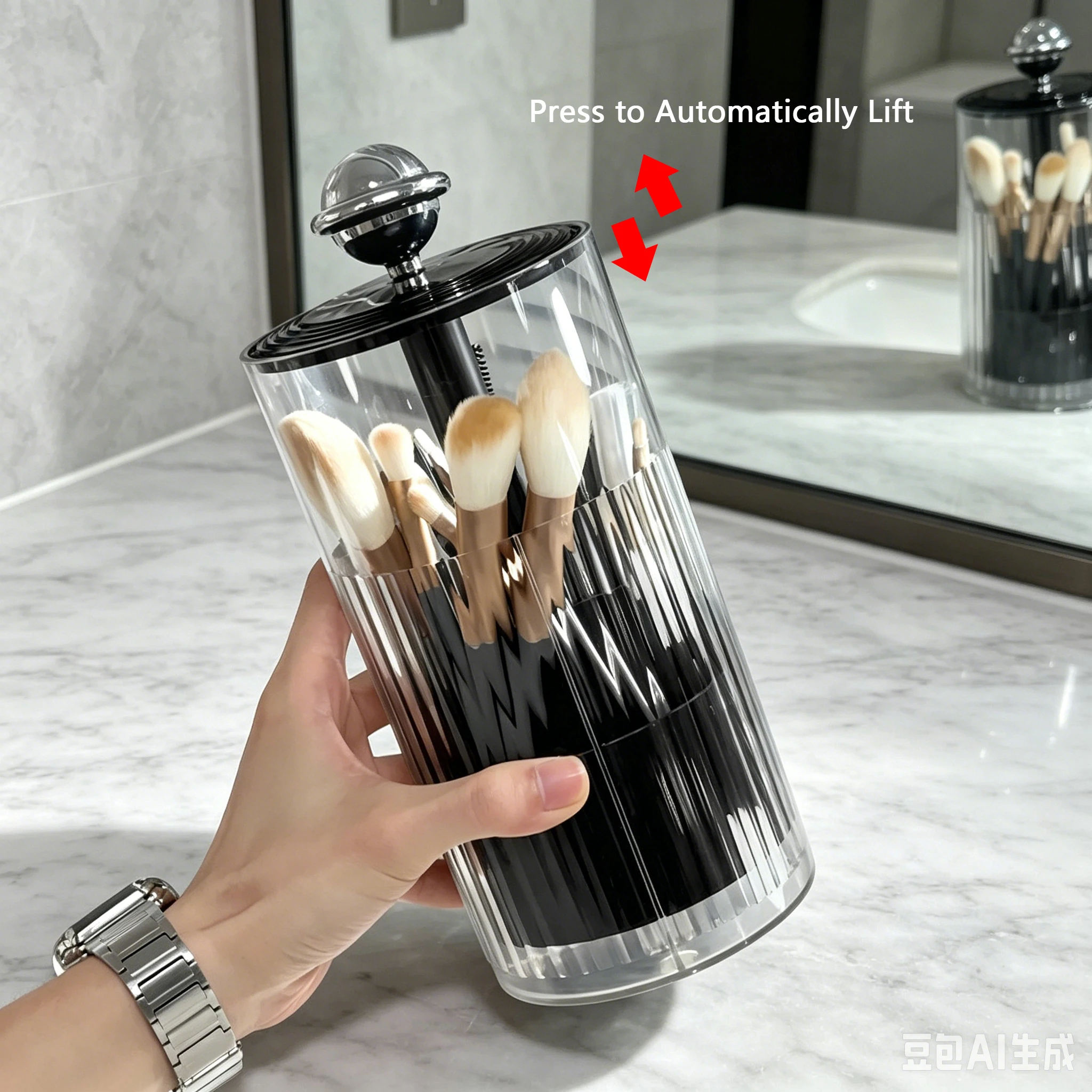 1Pc Press Auto Lift Makeup Brush Holder, Dustproof Minimalist Desktop Cosmetic Organizer for Eyebrow Pencils
1Pc Press Auto Lift Makeup Brush Holder, Dustproof Minimalist Desktop Cosmetic Organizer for Eyebrow Pencils