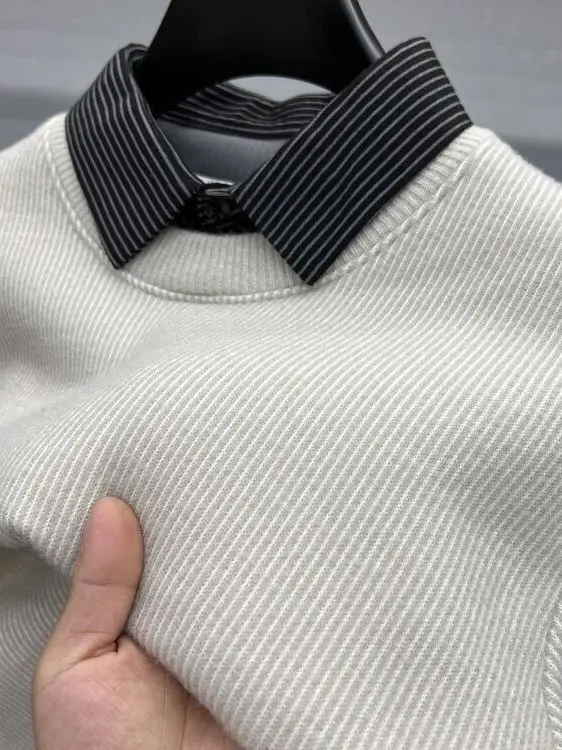 Casual Sle Men's Thiened Warm Knitted irt Collar Sweater Fake Two-Piece Loose Top Spring Autumn New Arrival Youth Faion
Casual Sle Men's Thiened Warm Knitted irt Collar Sweater Fake Two-Piece Loose Top Spring Autumn New Arrival Youth Faion
