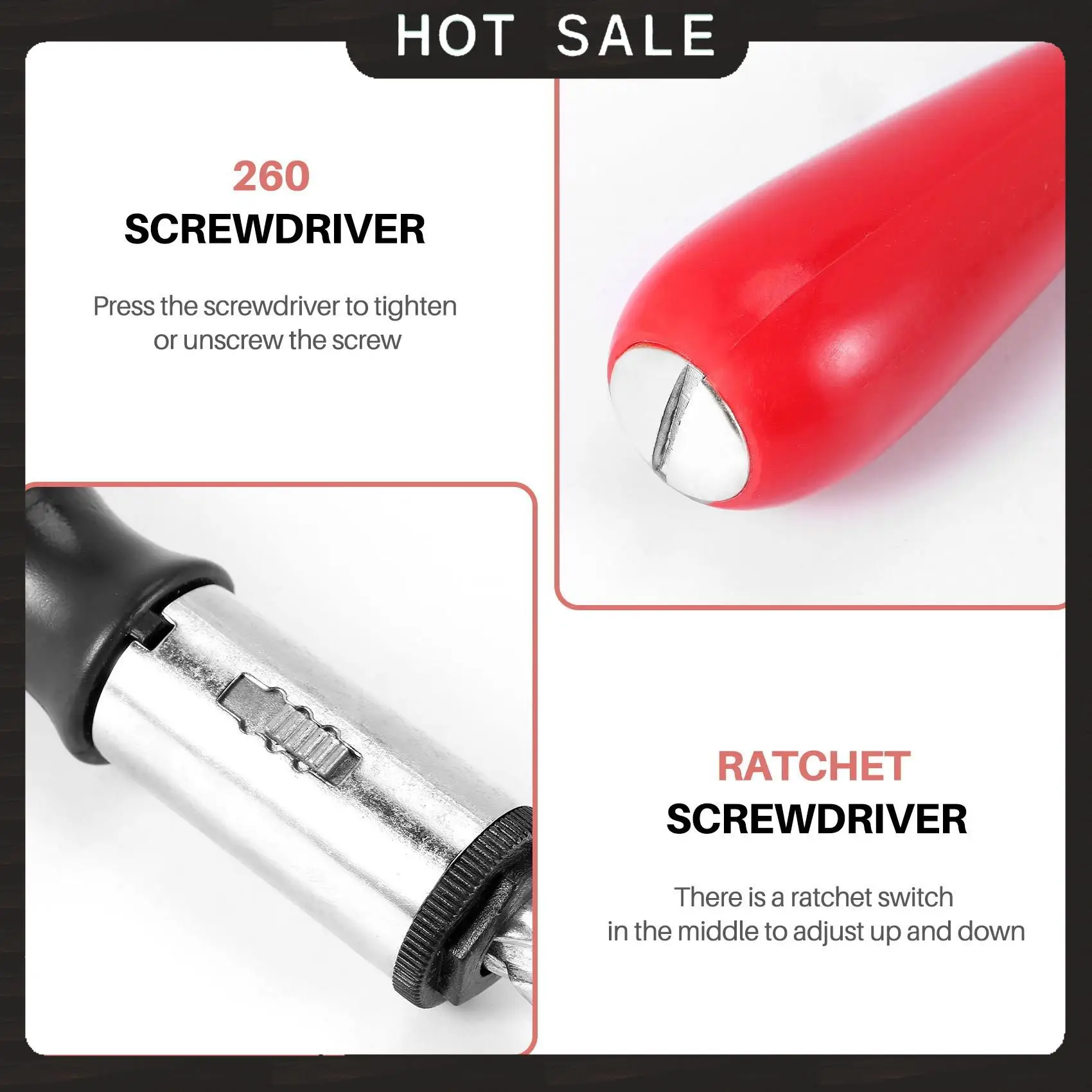 24-Hour Delivery 260MM Spiral Screw Driver Hand Pressing Ratchet Screwdriver With Slotted And Phillips Screwdriver Bits
24-Hour Delivery 260MM Spiral Screw Driver Hand Pressing Ratchet Screwdriver With Slotted And Phillips Screwdriver Bits
