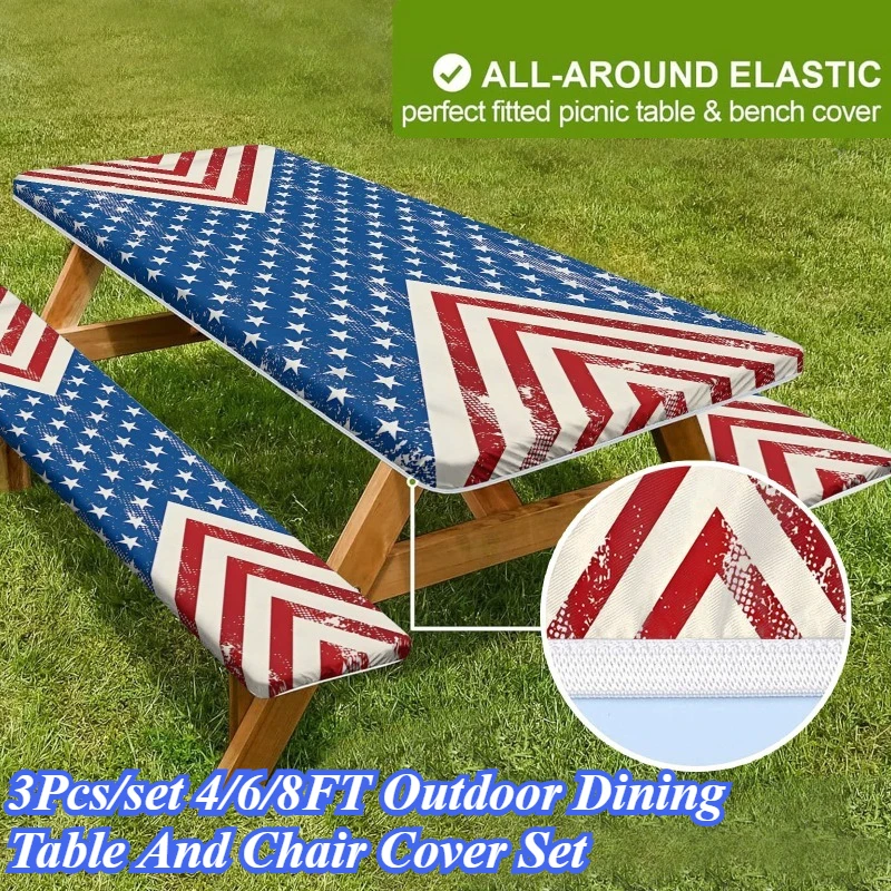 3Pcs/set 4/6/8FT Flag Pattern Outdoor Dining Table And Chair Cover Set Picnic Table Cover With Bench Covers For BBQ Camping
3Pcs/set 4/6/8FT Flag Pattern Outdoor Dining Table And Chair Cover Set Picnic Table Cover With Bench Covers For BBQ Camping