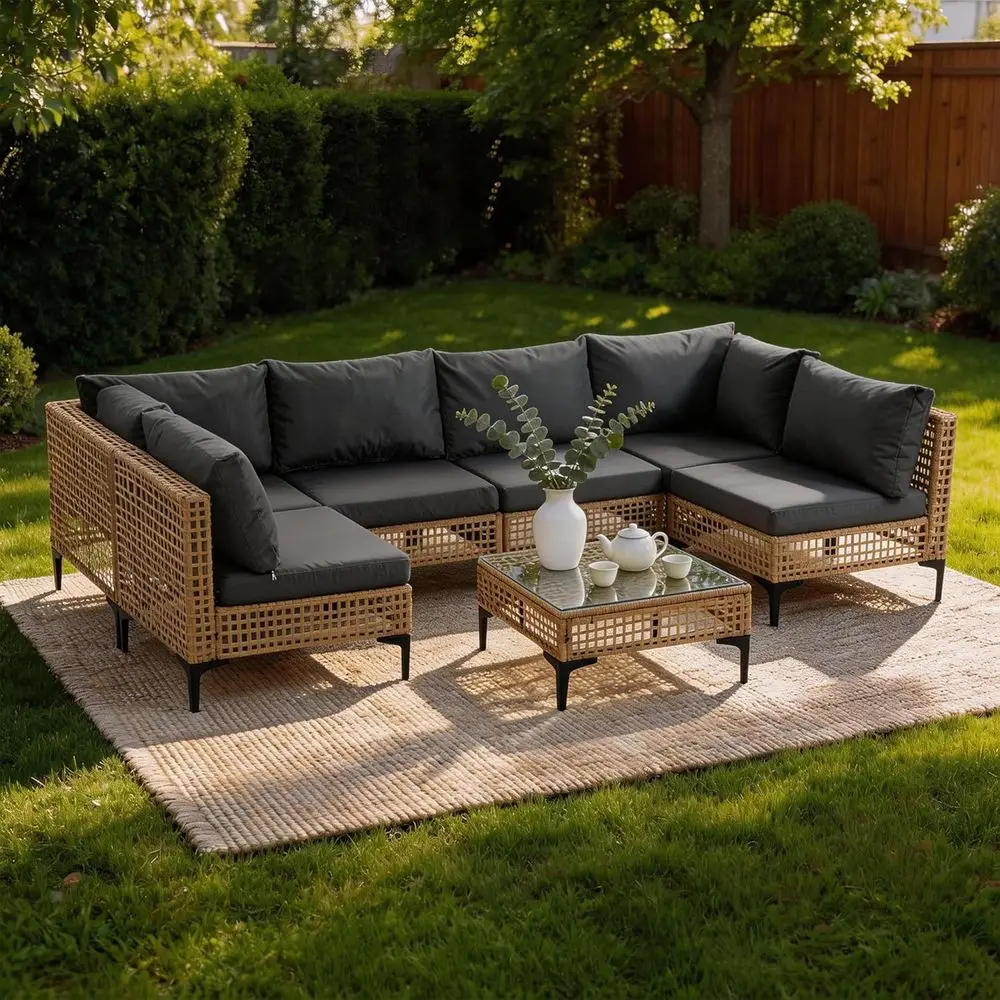 All-Weather Wicker Patio Sectional Sofa Set with Water-Resistant Cushions for Outdoor Garden, Grey
All-Weather Wicker Patio Sectional Sofa Set with Water-Resistant Cushions for Outdoor Garden, Grey