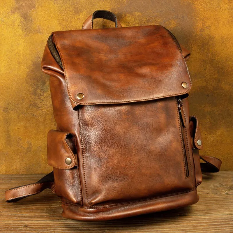 Retro tide handmade leather backpack leisure first layer vegetable tanned leather backpack computer bag travel men and women
Retro tide handmade leather backpack leisure first layer vegetable tanned leather backpack computer bag travel men and women