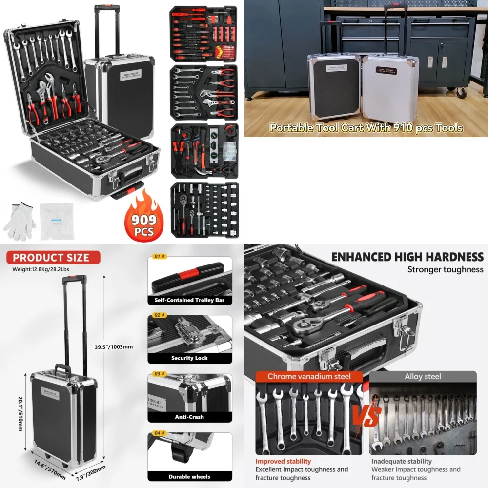 Наборы ручных инструментов Полный набор бытовых инструментов из 90 предметов с ящиком для вращающихся инструментов для домашнего ремонта и обслуживания
Наборы ручных инструментов Полный набор бытовых инструментов из 90 предметов с ящиком для вращающихся инструментов для домашнего ремонта и обслуживания