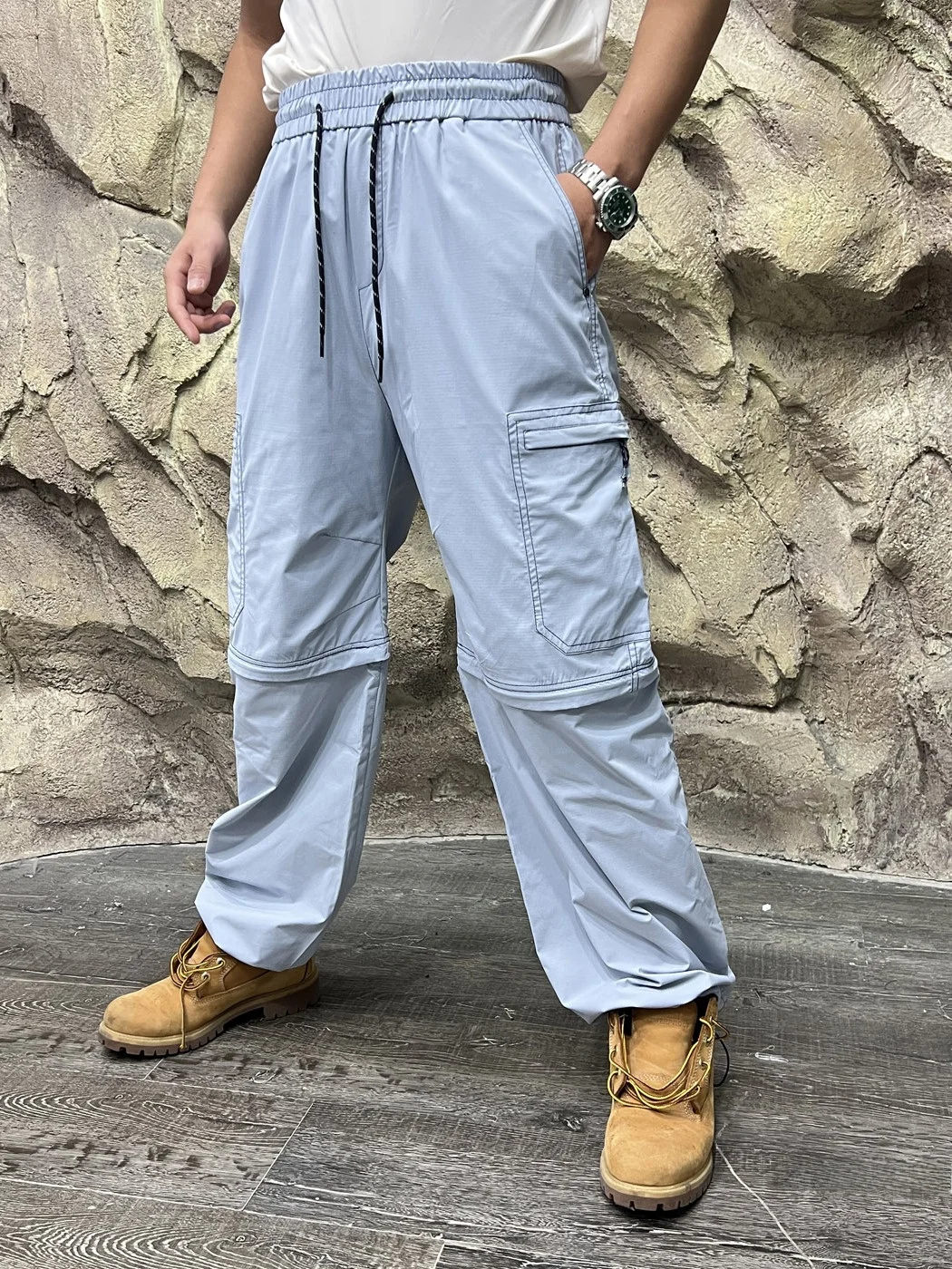 Ultra-Practical Two-In-One Lightweight Windproof Waterproof Wear-Resistant Elastic Men's Spring Summer Loose Workwear Casual ...