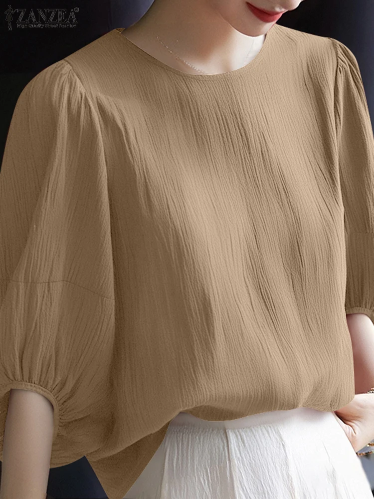 Лето 2022, женские топы ZANZEA, модные блузки, женские повседневные однотонные Blusas Femininas, свободные рубашки с круглым вырезом 3/4, рубашки с пышными рукавами
Лето 2022, женские топы ZANZEA, модные блузки, женские повседневные однотонные Blusas Femininas, свободные рубашки с круглым вырезом 3/4, рубашки с пышными рукавами