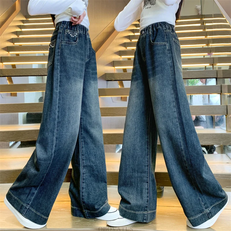 Korean Children's Jeans for Young Girls With Elastic Band Straight Leg Denim Pants Teenage Kids 5 6 7 8 9 10 11 12 13 14 Years
Korean Children's Jeans for Young Girls With Elastic Band Straight Leg Denim Pants Teenage Kids 5 6 7 8 9 10 11 12 13 14 Years