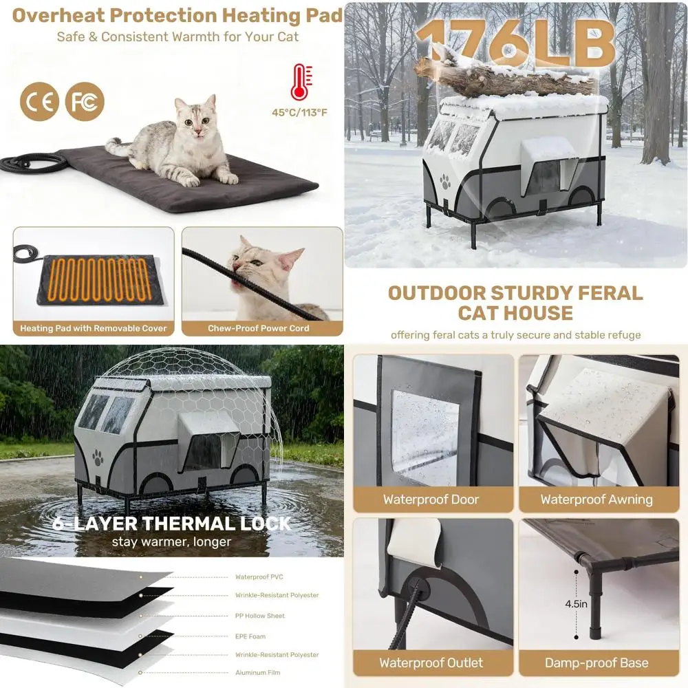 Weatherproof Insulated Outdoor Cat Shelter with Escape Door for Multiple Cats, Suitable for Feral and Stray Cats, Grey, 19.7x14.
Weatherproof Insulated Outdoor Cat Shelter with Escape Door for Multiple Cats, Suitable for Feral and Stray Cats, Grey, 19.7x14.