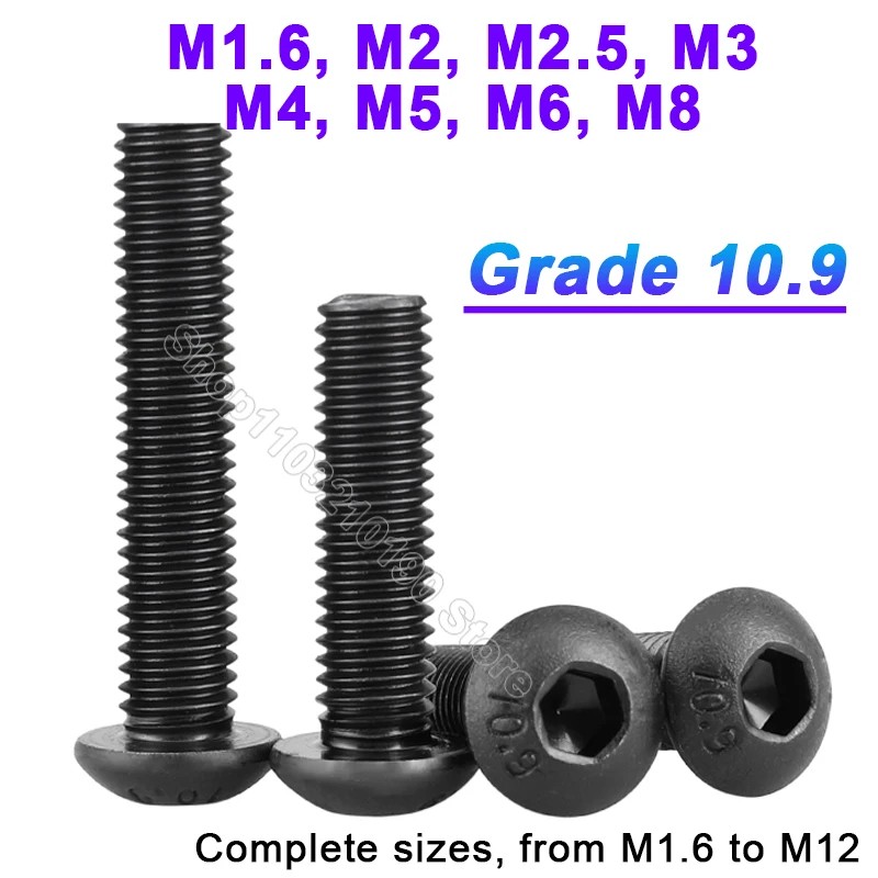 3-50Pcs M1.6 M2 M2.5 M3 M4 M5 M6 M8 Black Grade 10.9 Hexagon Hex Socket Round Head Cap Screws Button Head Allen Furniture Bolts
3-50Pcs M1.6 M2 M2.5 M3 M4 M5 M6 M8 Black Grade 10.9 Hexagon Hex Socket Round Head Cap Screws Button Head Allen Furniture Bolts