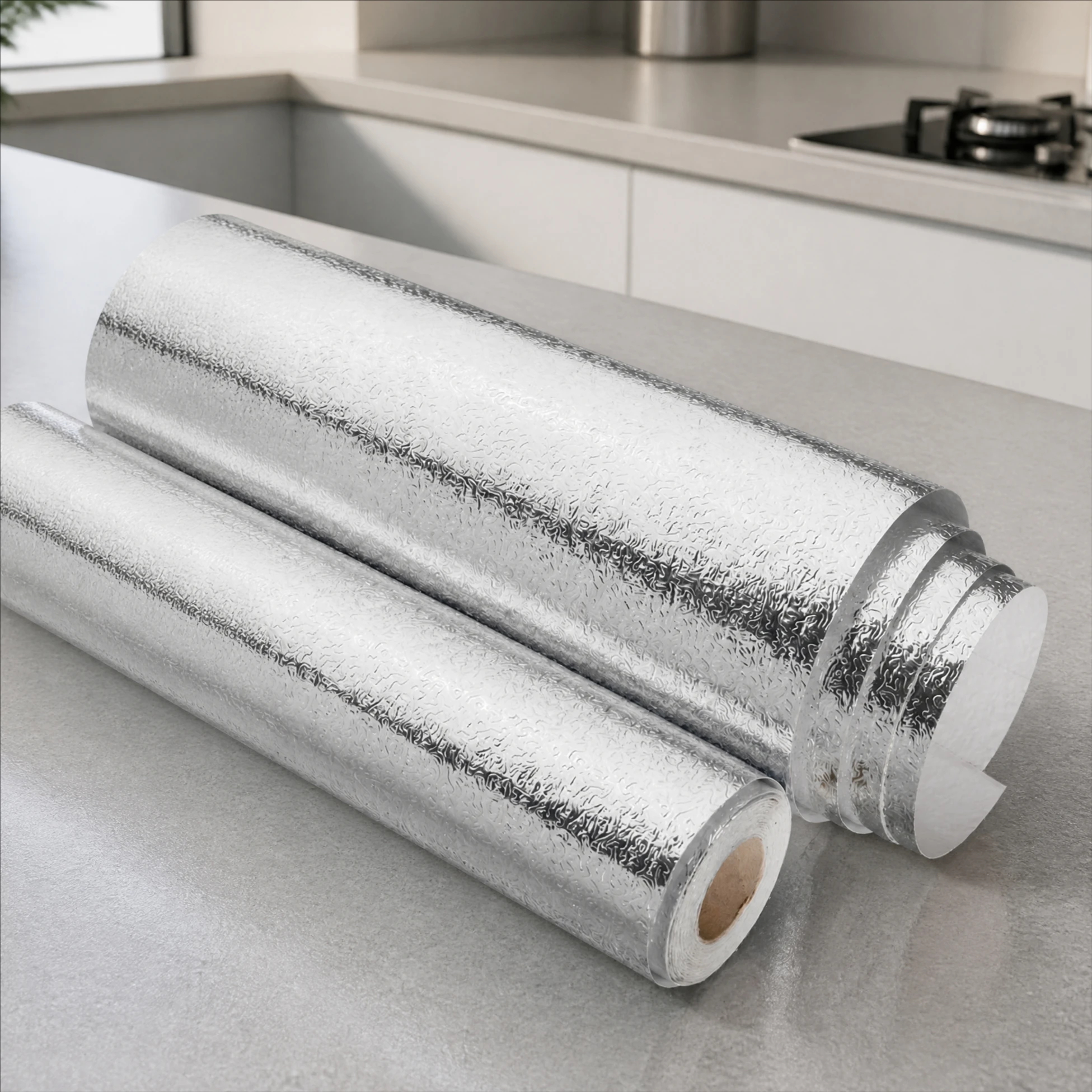 Embossed Silver Foil Contact Paper, Removable Peel and Stick Wallpaper for Kitchen Cabinets & Countertops Renovation
Embossed Silver Foil Contact Paper, Removable Peel and Stick Wallpaper for Kitchen Cabinets & Countertops Renovation