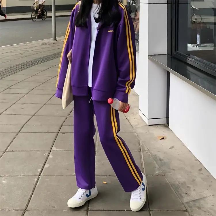 Fashion Schoolgirl Loose Zipper Cardigan + Casual Stripe Pants Korean Preppy Style Sports Suit 2 Pcs Sets Women Y2k Suits
Fashion Schoolgirl Loose Zipper Cardigan + Casual Stripe Pants Korean Preppy Style Sports Suit 2 Pcs Sets Women Y2k Suits