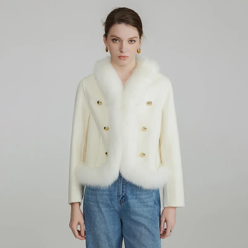 Women Real Wool Coats Real Fox Fur Trim Oversized Jacket Lady Winter Blazer Autumn Outerwear ZY6016
Women Real Wool Coats Real Fox Fur Trim Oversized Jacket Lady Winter Blazer Autumn Outerwear ZY6016