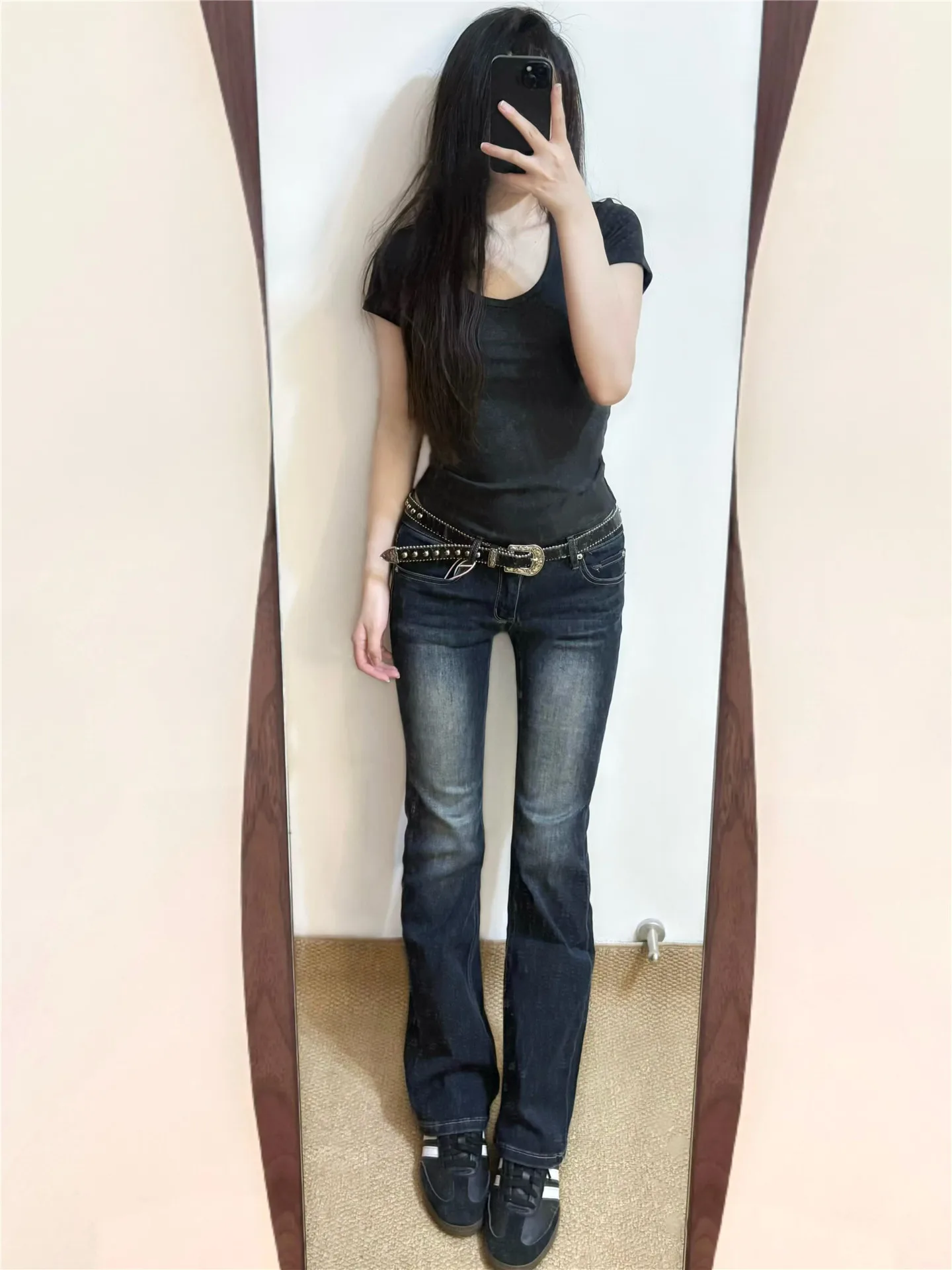 American Style Vintage Low Waist Bell Bottom Jeans Women's Summer Slimming Long Tall Extended Floor Length Pants
American Style Vintage Low Waist Bell Bottom Jeans Women's Summer Slimming Long Tall Extended Floor Length Pants