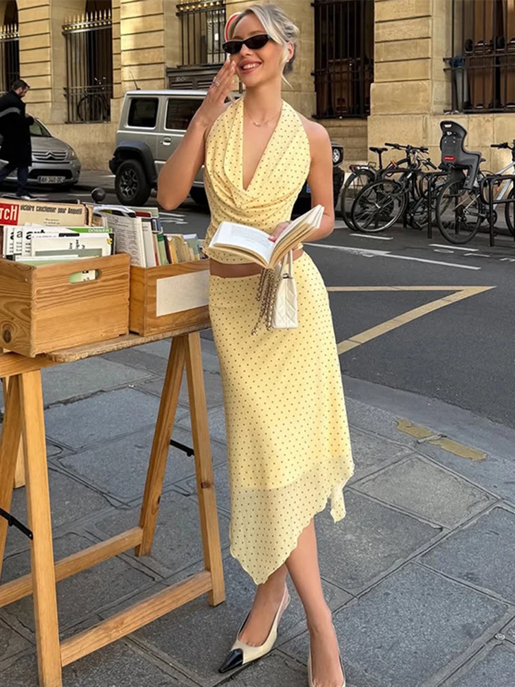 Trendix Dot Print Dress Two Piece Set Women 2026 Summer Lace Up Sleeveless Backless Tank Top Party Casual Mesh Skirt 2PCS Suits
Trendix Dot Print Dress Two Piece Set Women 2026 Summer Lace Up Sleeveless Backless Tank Top Party Casual Mesh Skirt 2PCS Suits