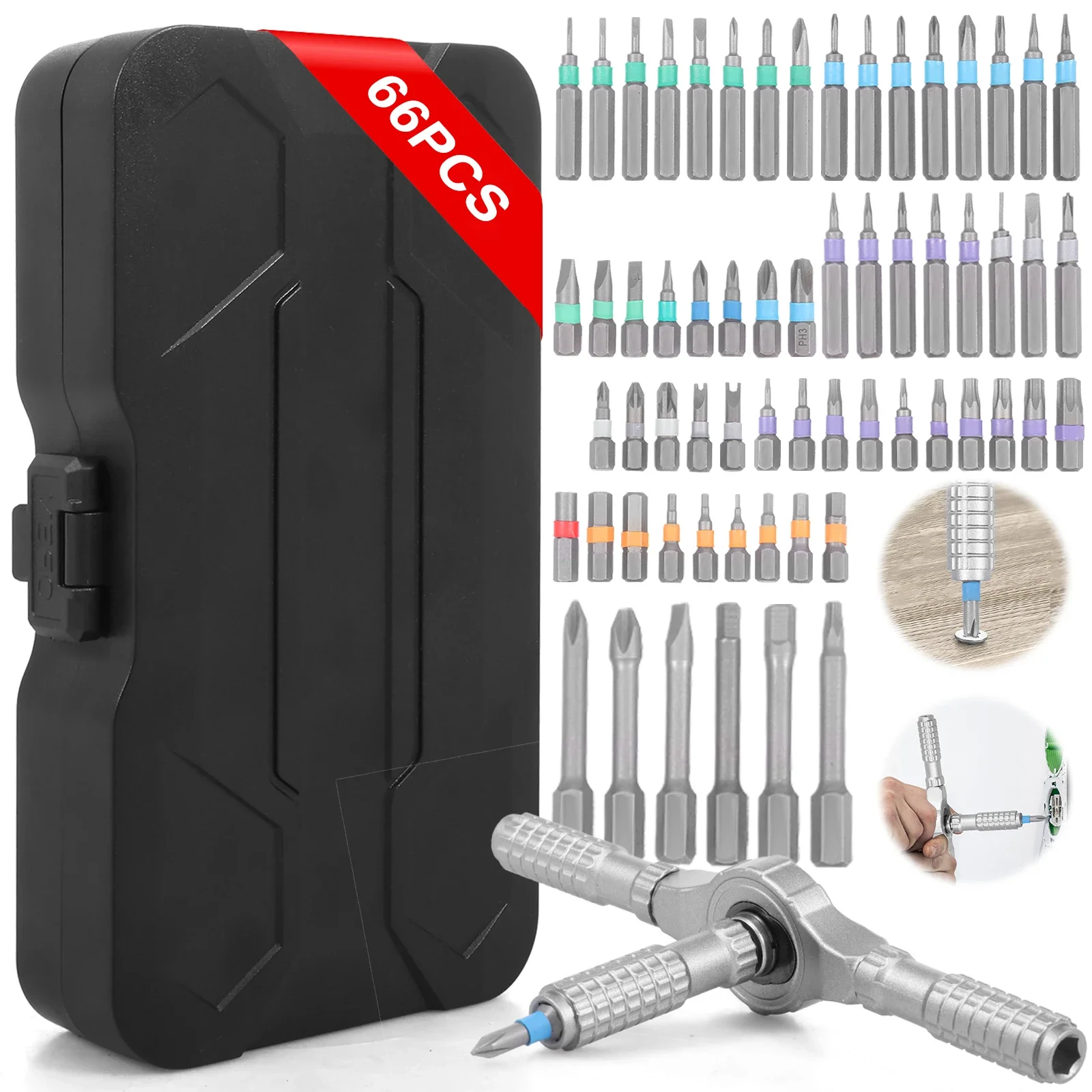 Ratchet Screwdriver Set 66 in 1 Magnetic Screwdriver Set S2 Steel Bit DIY Combination Flexible Shaft Suitable for Furniture
Ratchet Screwdriver Set 66 in 1 Magnetic Screwdriver Set S2 Steel Bit DIY Combination Flexible Shaft Suitable for Furniture