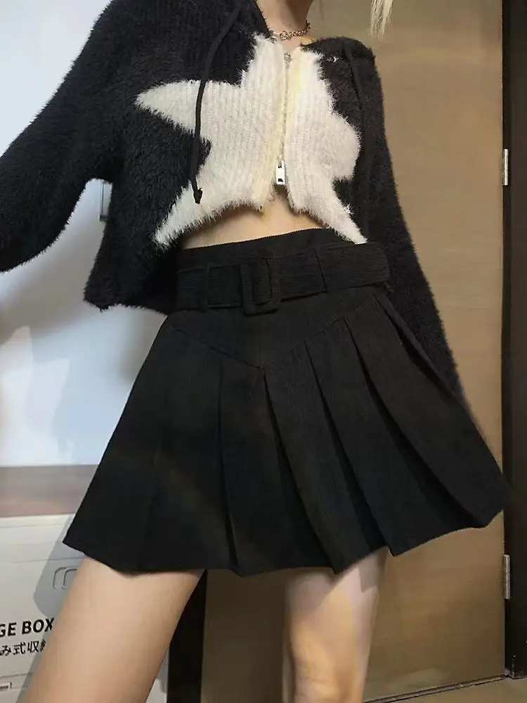 With Belt Pleated Skirt Texture Corduroy Box Pleat Y2k Mini Skirt High Waist Women Teen-girl Academy School Autumn Winter Outfit
With Belt Pleated Skirt Texture Corduroy Box Pleat Y2k Mini Skirt High Waist Women Teen-girl Academy School Autumn Winter Outfit