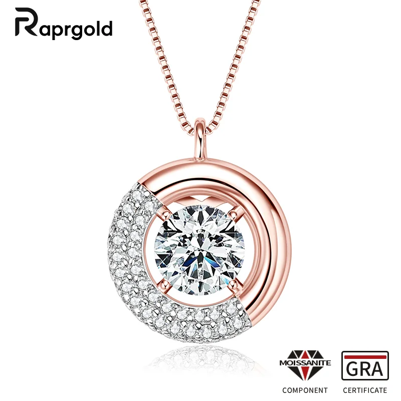 RAPRGOLD Certified Round Moissanite Bicolor Plating Pendant Necklaces for Women 925 Sterling Silver Necklace Chains Jewelry Gift
RAPRGOLD Certified Round Moissanite Bicolor Plating Pendant Necklaces for Women 925 Sterling Silver Necklace Chains Jewelry Gift