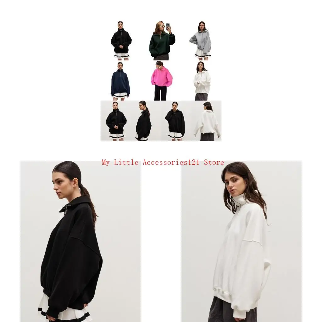Женщины с длинным рукавом Quarter Zip Whotshirt Половина молнии повседневные пуловерные топы
Женщины с длинным рукавом Quarter Zip Whotshirt Половина молнии повседневные пуловерные топы