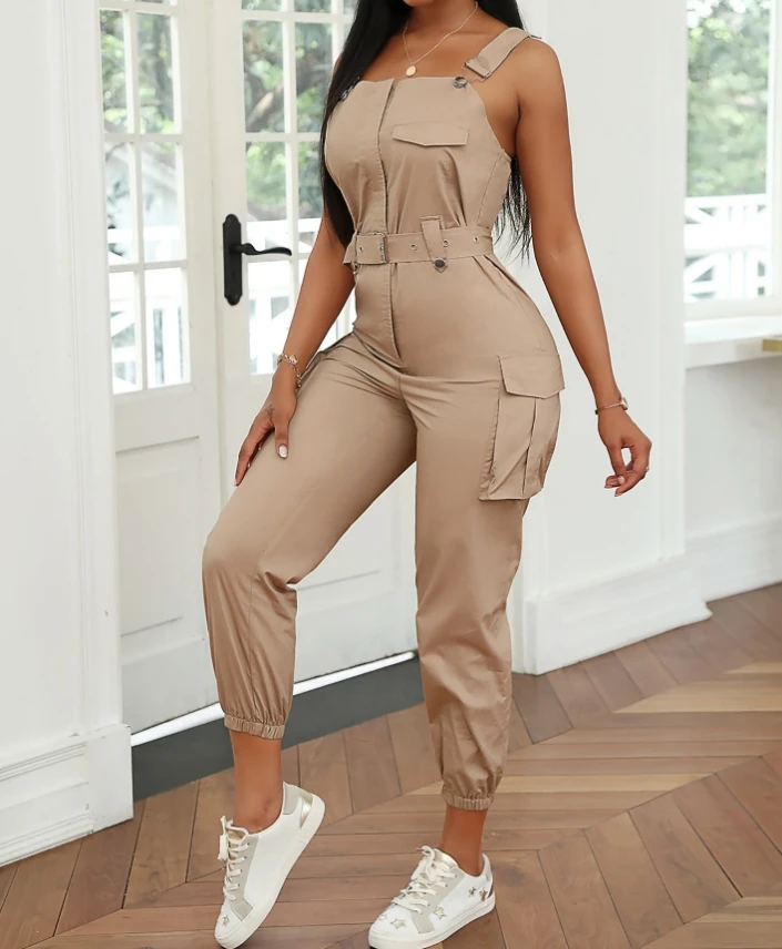 2024 New Fashion Casual Woman Long Jumpsuits Elegant Sexy Pocket Buckle Design Cargo Suspender Jumpsuit
2024 New Fashion Casual Woman Long Jumpsuits Elegant Sexy Pocket Buckle Design Cargo Suspender Jumpsuit