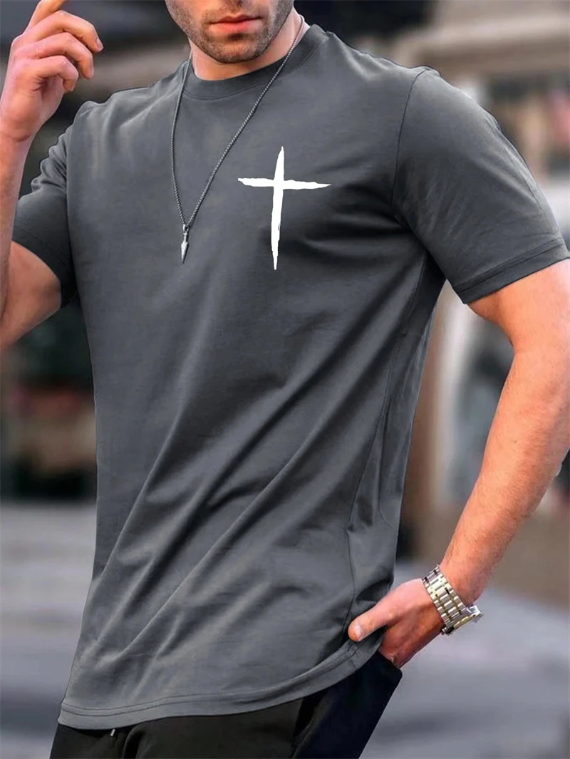 Simple Fashion Cross Pattern T Shirts For Men Summer Trend Crew Neck 3D Printed Short Sleeve T-shirts Loose Streetwear Tees Tops
Simple Fashion Cross Pattern T Shirts For Men Summer Trend Crew Neck 3D Printed Short Sleeve T-shirts Loose Streetwear Tees Tops