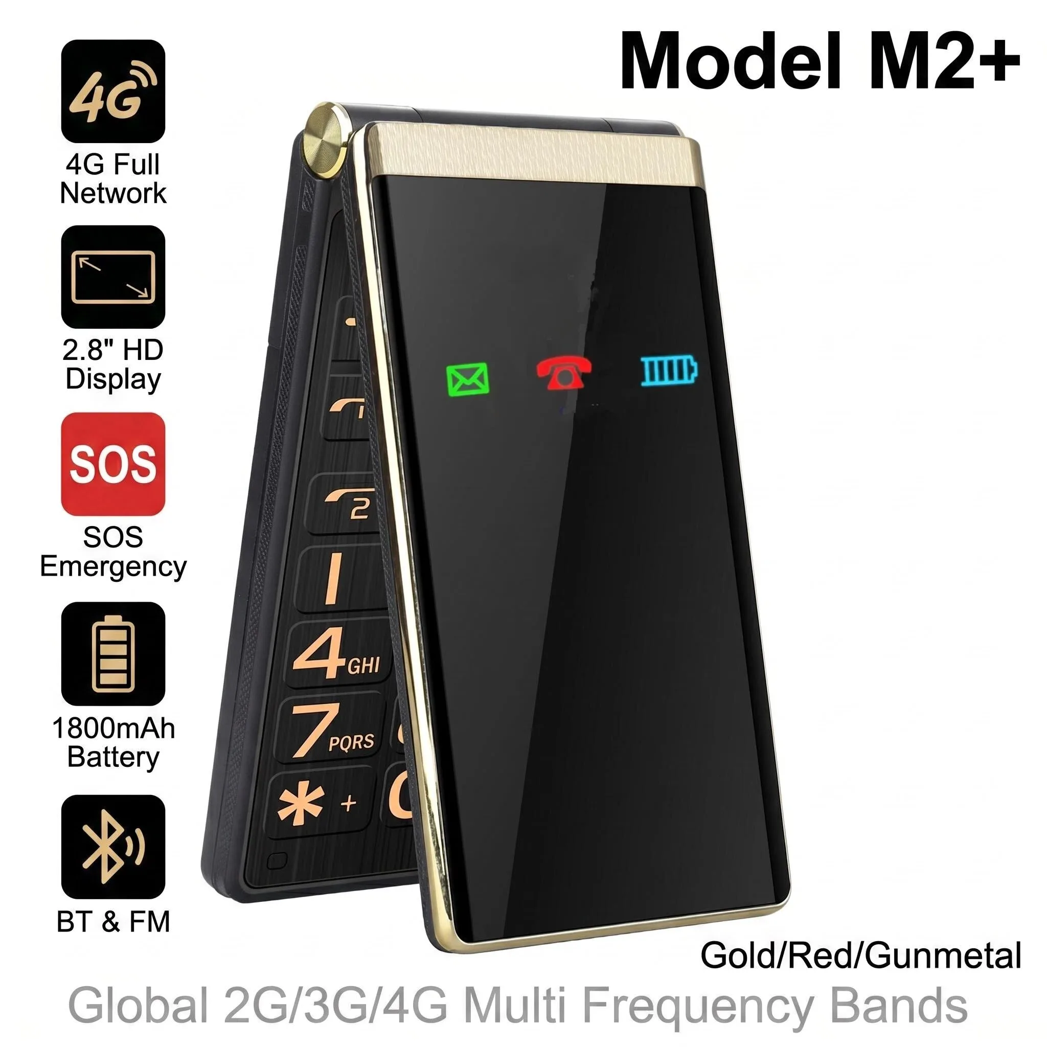 YEEMI M2+ LTE 4G Flip Mobile Phone 1800mAh 2.8'' Screen Big Button Loud Speaker GSM 2G CellPhone Free Leather Bag Flashlight
YEEMI M2+ LTE 4G Flip Mobile Phone 1800mAh 2.8'' Screen Big Button Loud Speaker GSM 2G CellPhone Free Leather Bag Flashlight