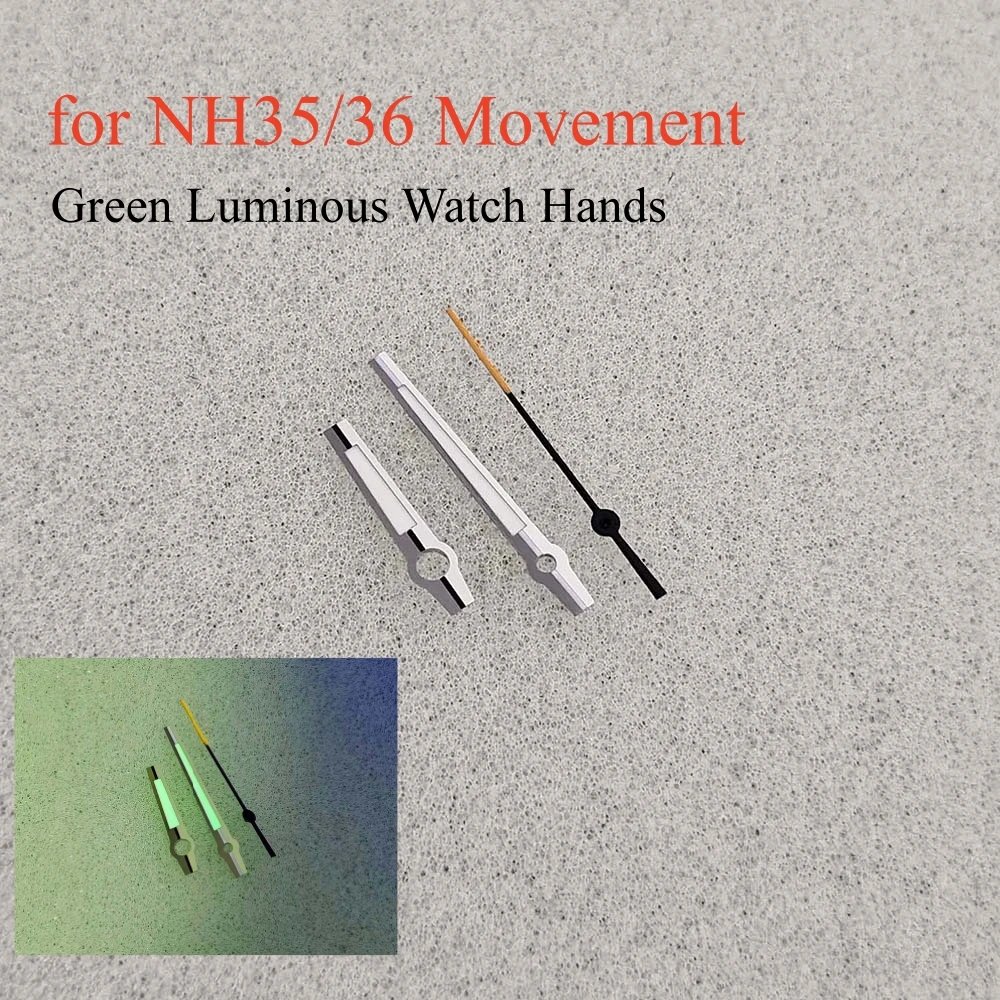 Серебряные/черные стрелки, зеленые светящиеся цветные указатели с интервалом для часов NH35/36, модифицированные вручную аксессуары для часов
Серебряные/черные стрелки, зеленые светящиеся цветные указатели с интервалом для часов NH35/36, модифицированные вручную аксессуары для часов