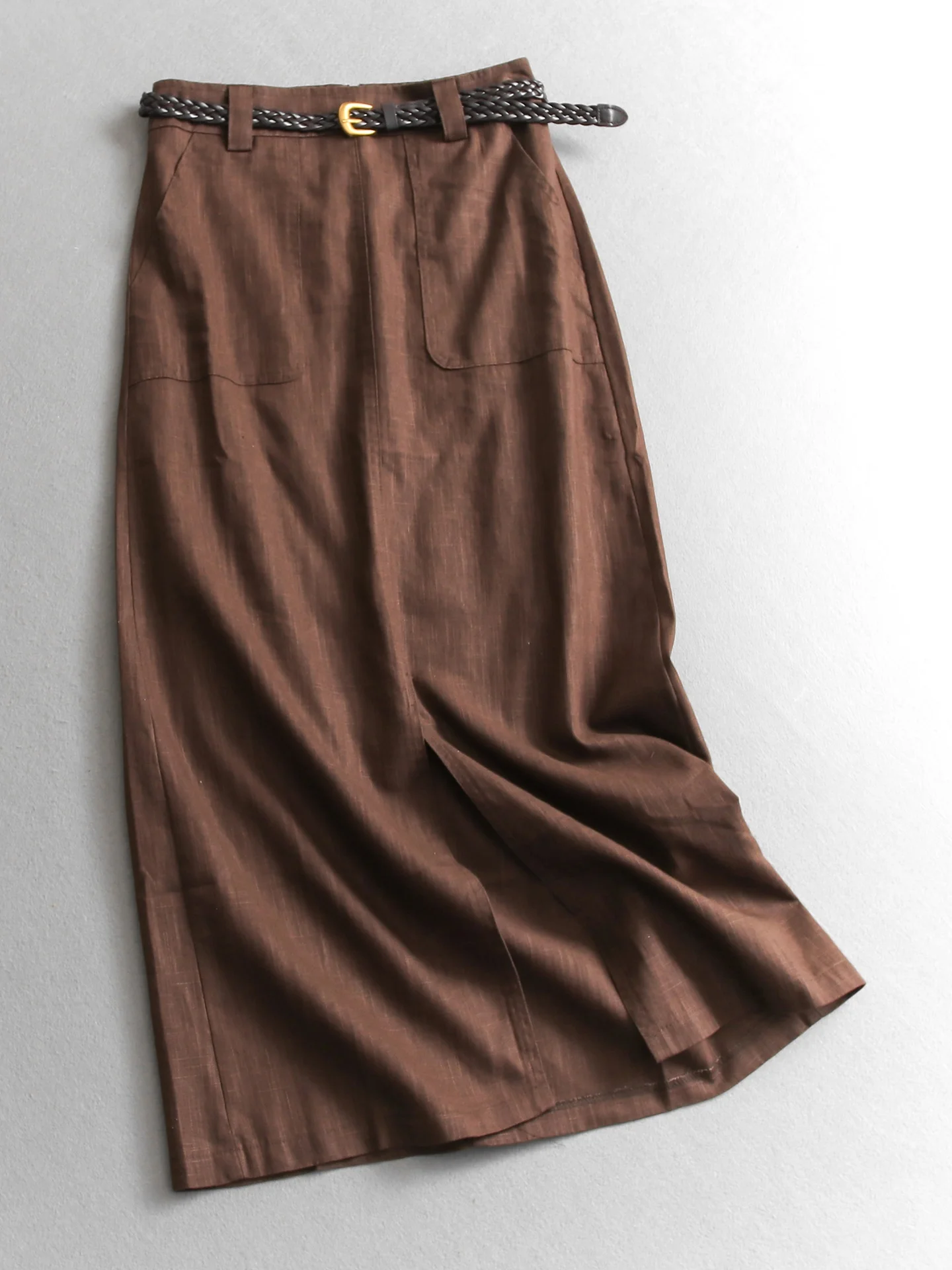 High Waist Straight Leg Midi Skirt with Belt Symmetrical Pockets Front Slit Commuter Women's Fashion Polyester Fiber Skirt
High Waist Straight Leg Midi Skirt with Belt Symmetrical Pockets Front Slit Commuter Women's Fashion Polyester Fiber Skirt