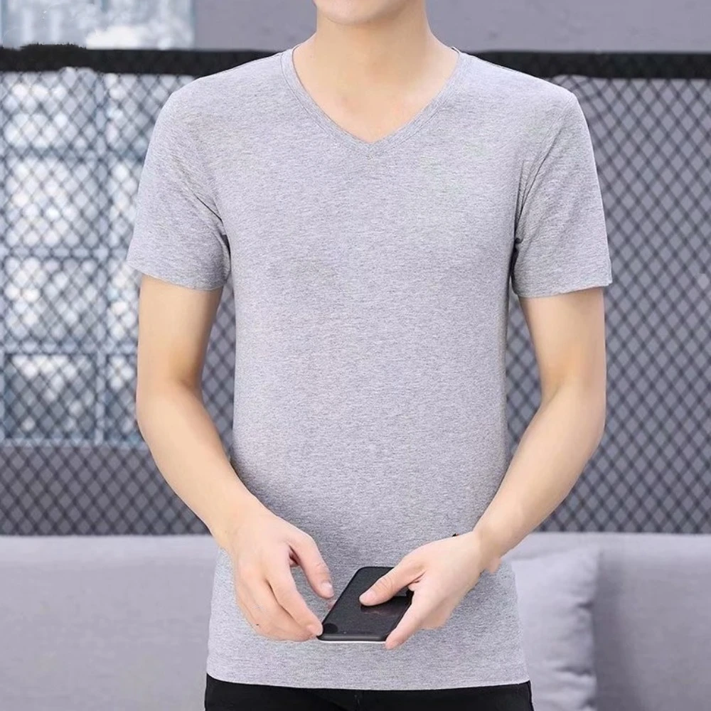 Fashion V-Neck T Shirts for Men Simple Large Size Short Sleeve T-shirt Bottoming Shirt Loose Basic T-shirt All-match
Fashion V-Neck T Shirts for Men Simple Large Size Short Sleeve T-shirt Bottoming Shirt Loose Basic T-shirt All-match
